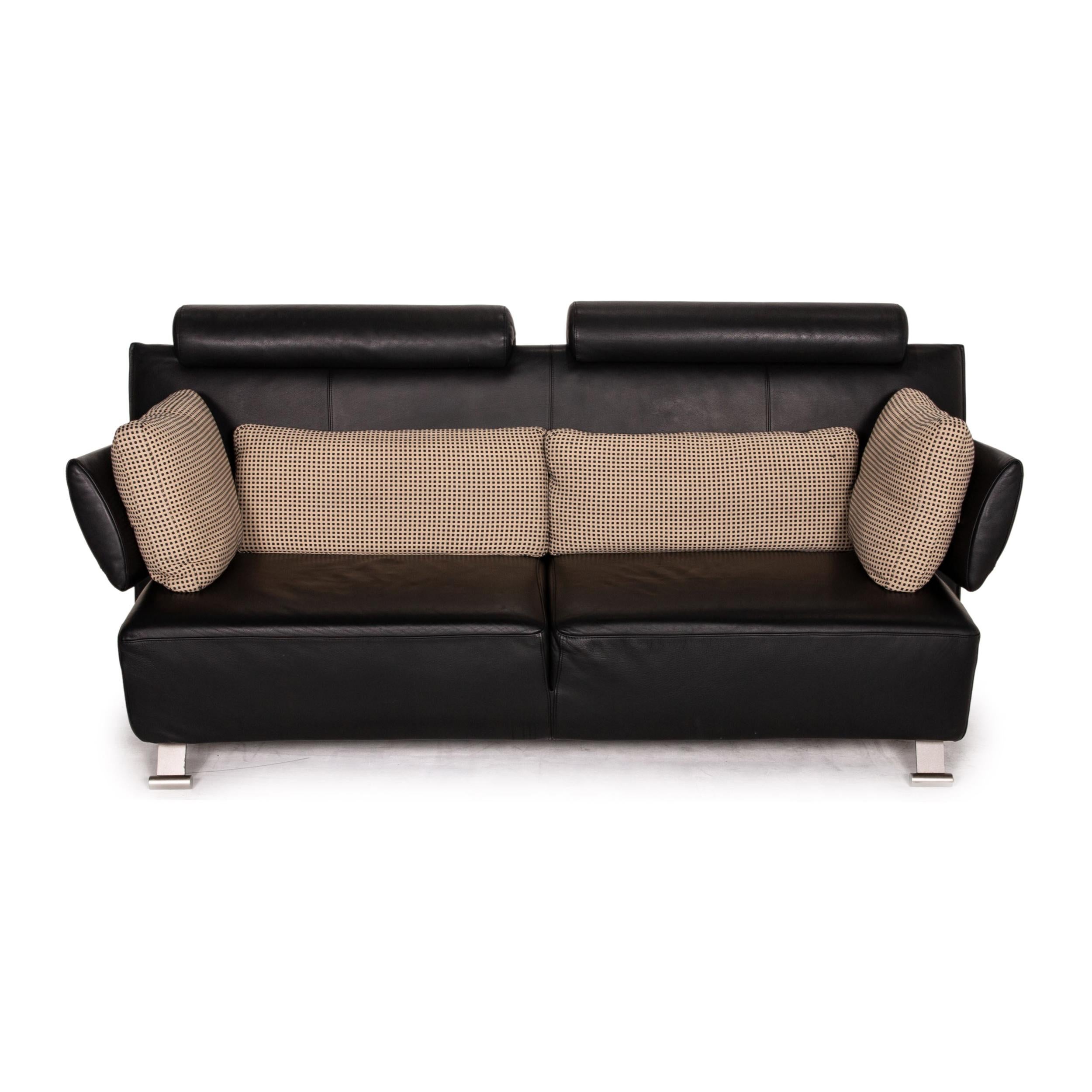 COR Sera Leather Sofa Black Two-Seater Function Couch For Sale 3