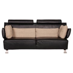 COR Sera Leather Sofa Black Two-Seater Function Couch