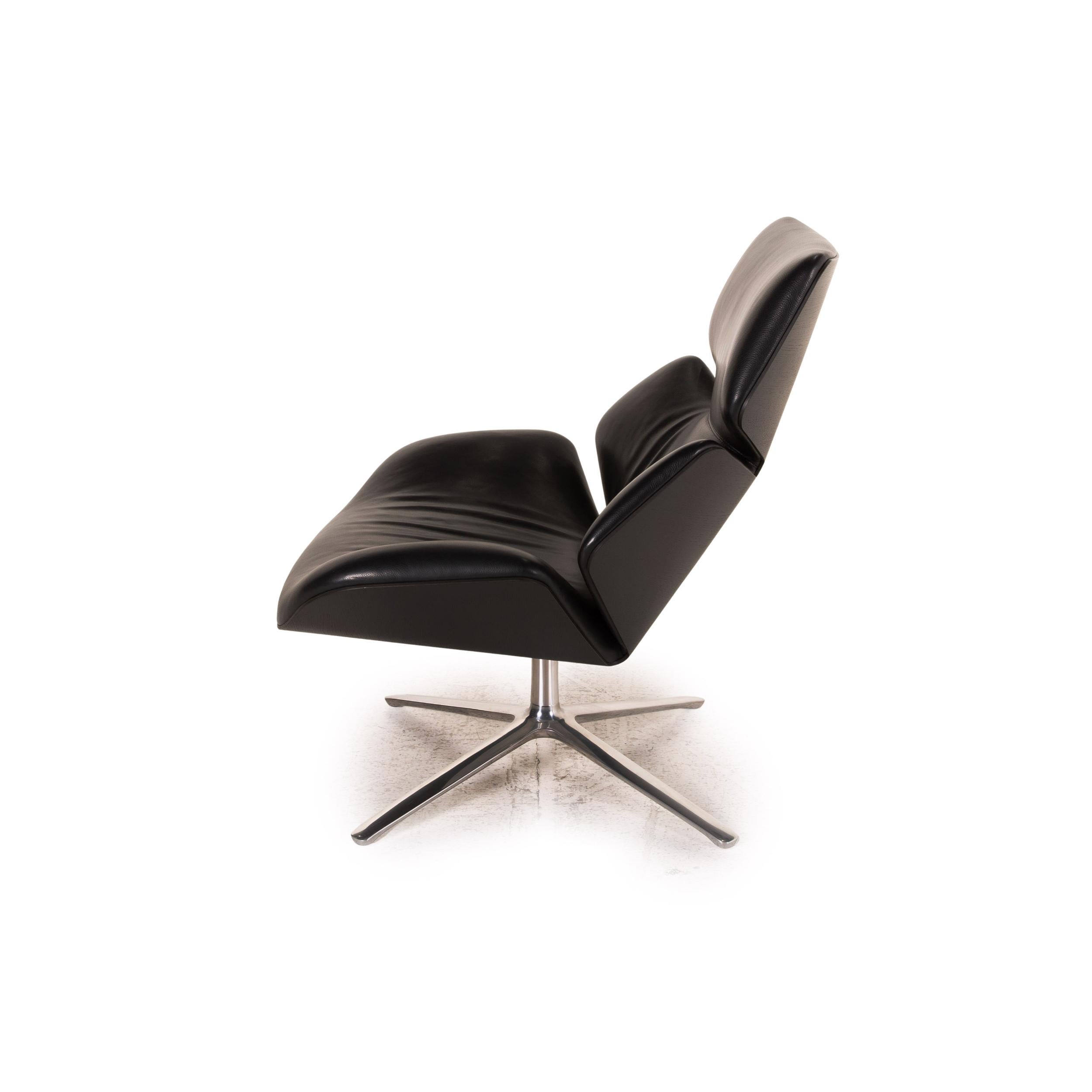 COR Shrimp Leather Armchair Black Incl. Stool For Sale 2