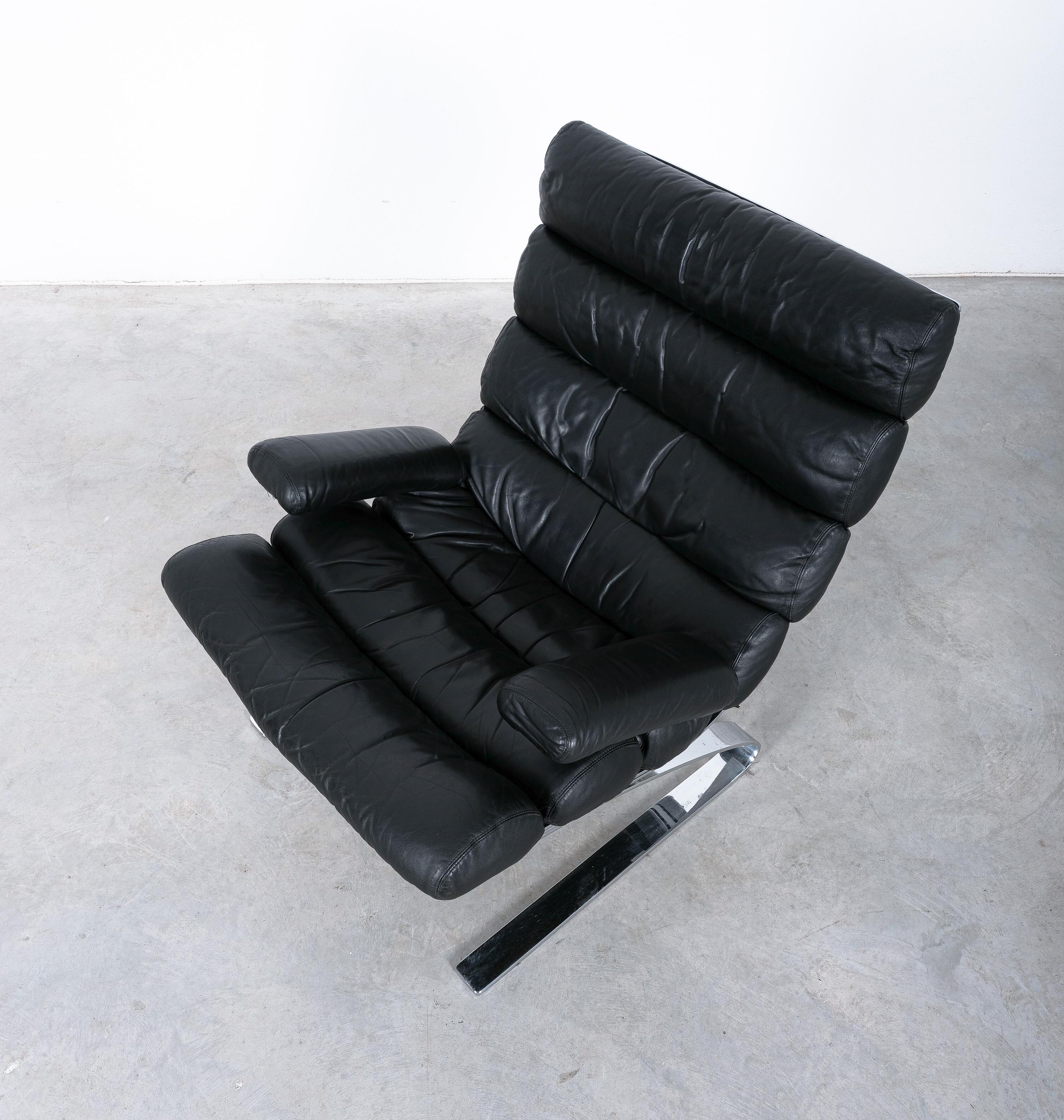 Steel COR Sinus Leather Lounge Chair by Reinhold Adolf & Hans-Jürgen Schröpfer, 1976