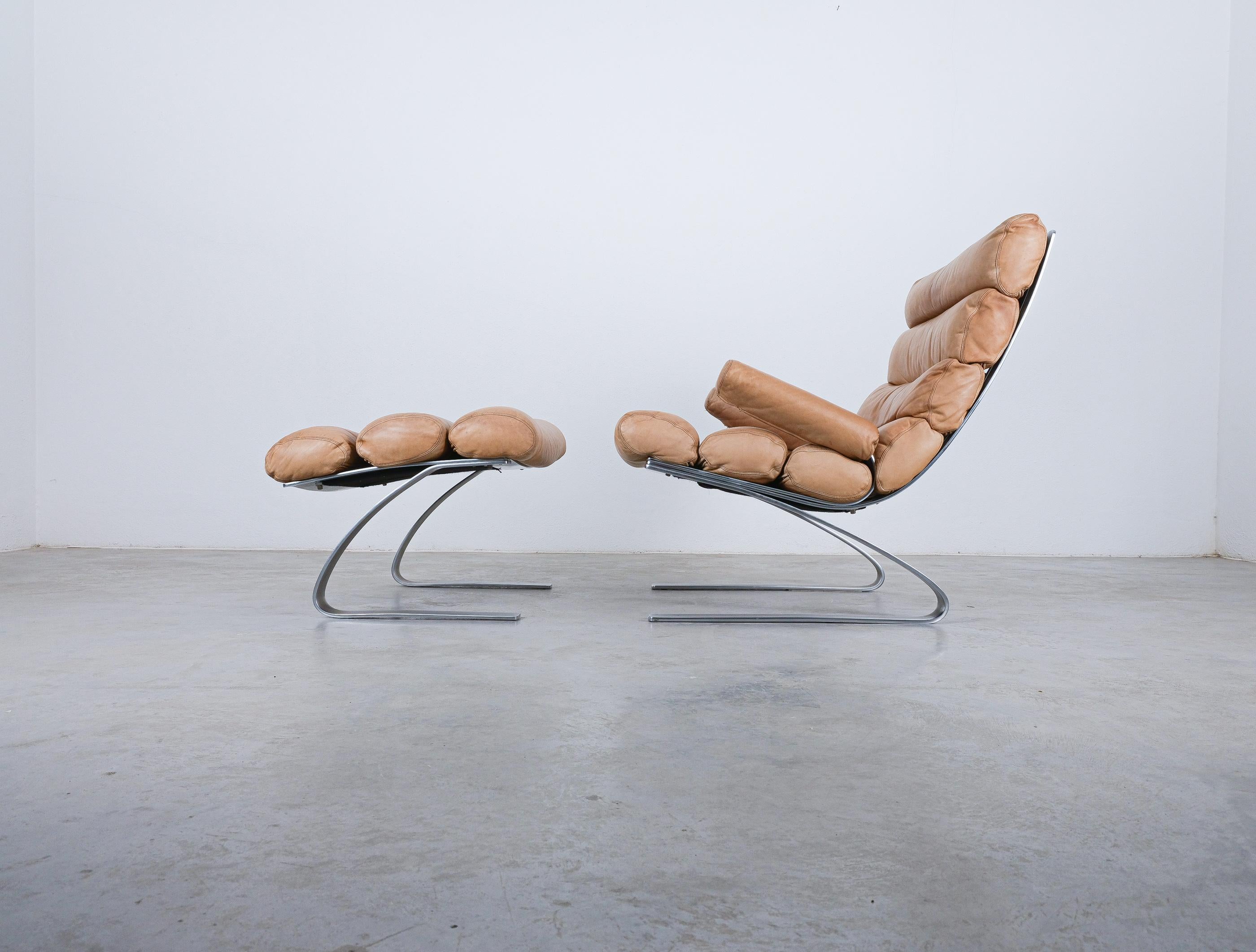 Italian COR Sinus Leather Lounge Chair by Reinhold Adolf & Hans-Jürgen Schröpfer, 1976