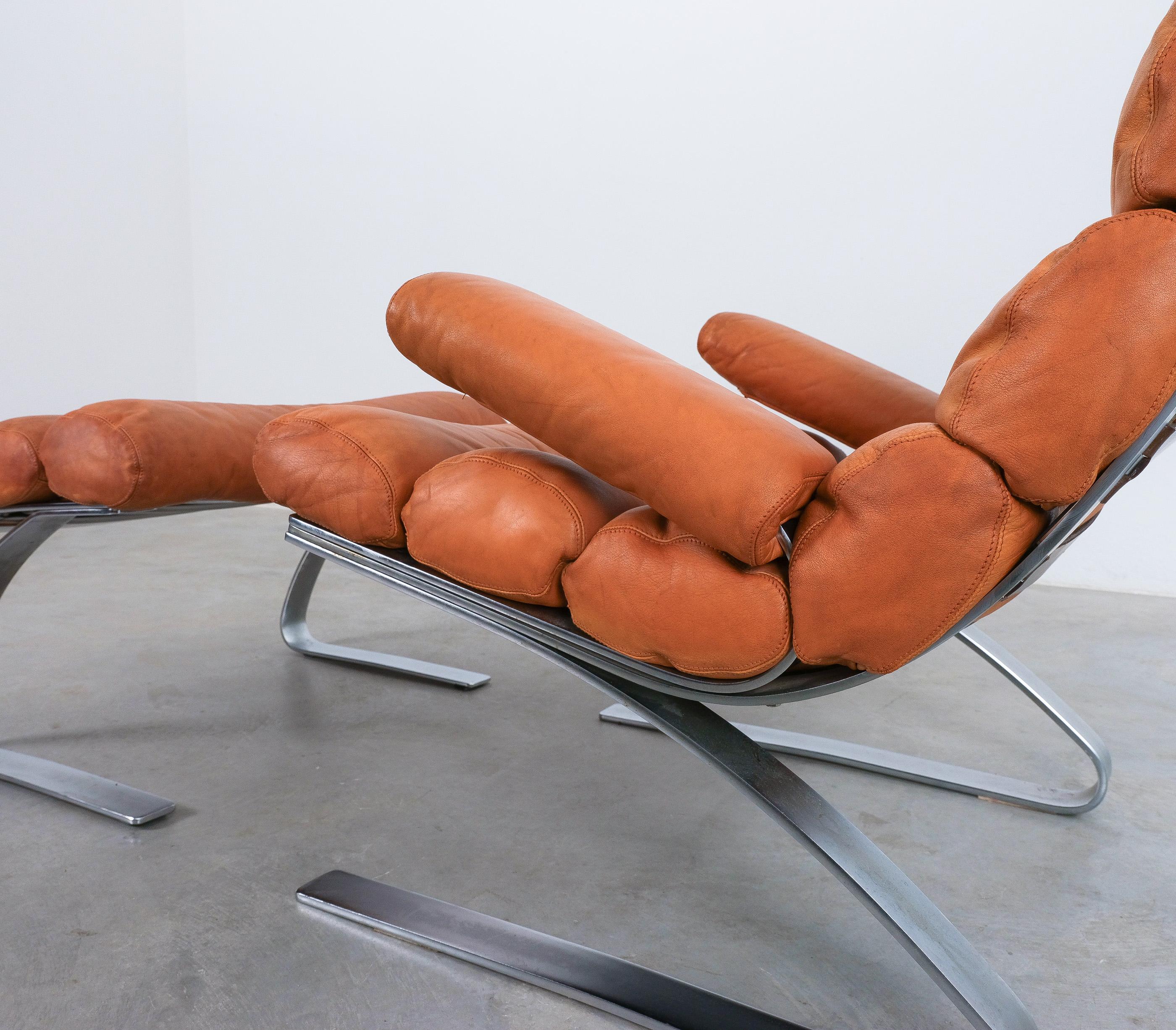 Steel COR Sinus Leather Lounge Chair by Reinhold Adolf & Hans-Jürgen Schröpfer, 1976