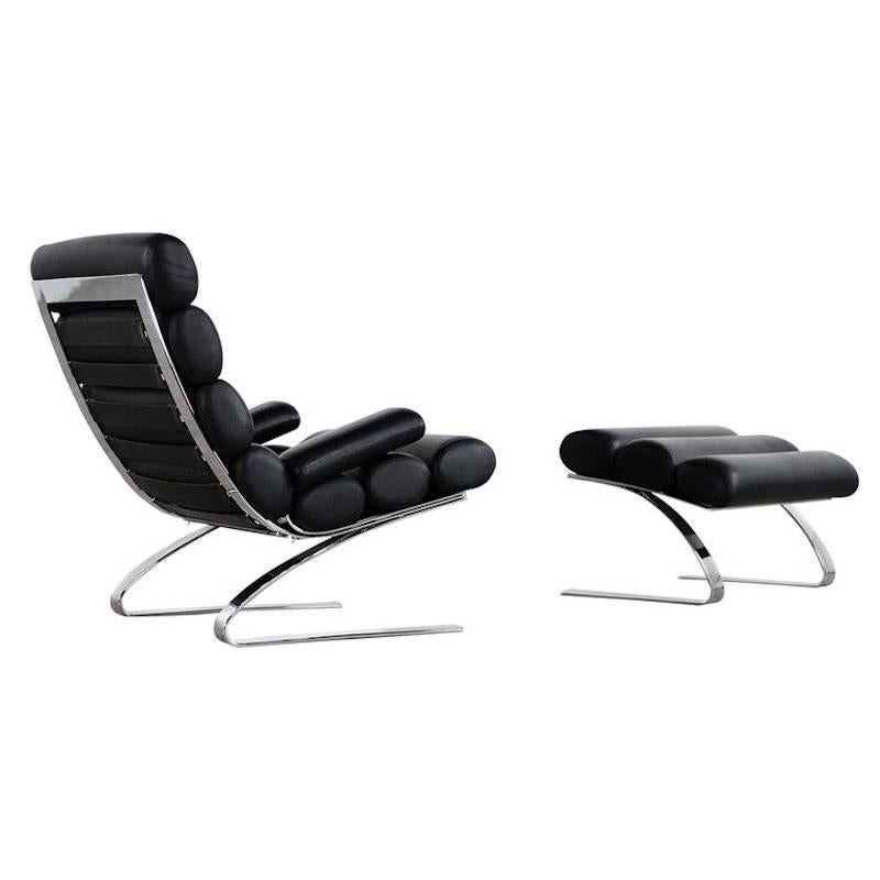 German COR Sinus Lounge Chair with Ottoman with or Without Arms in Fabric or Leather For Sale