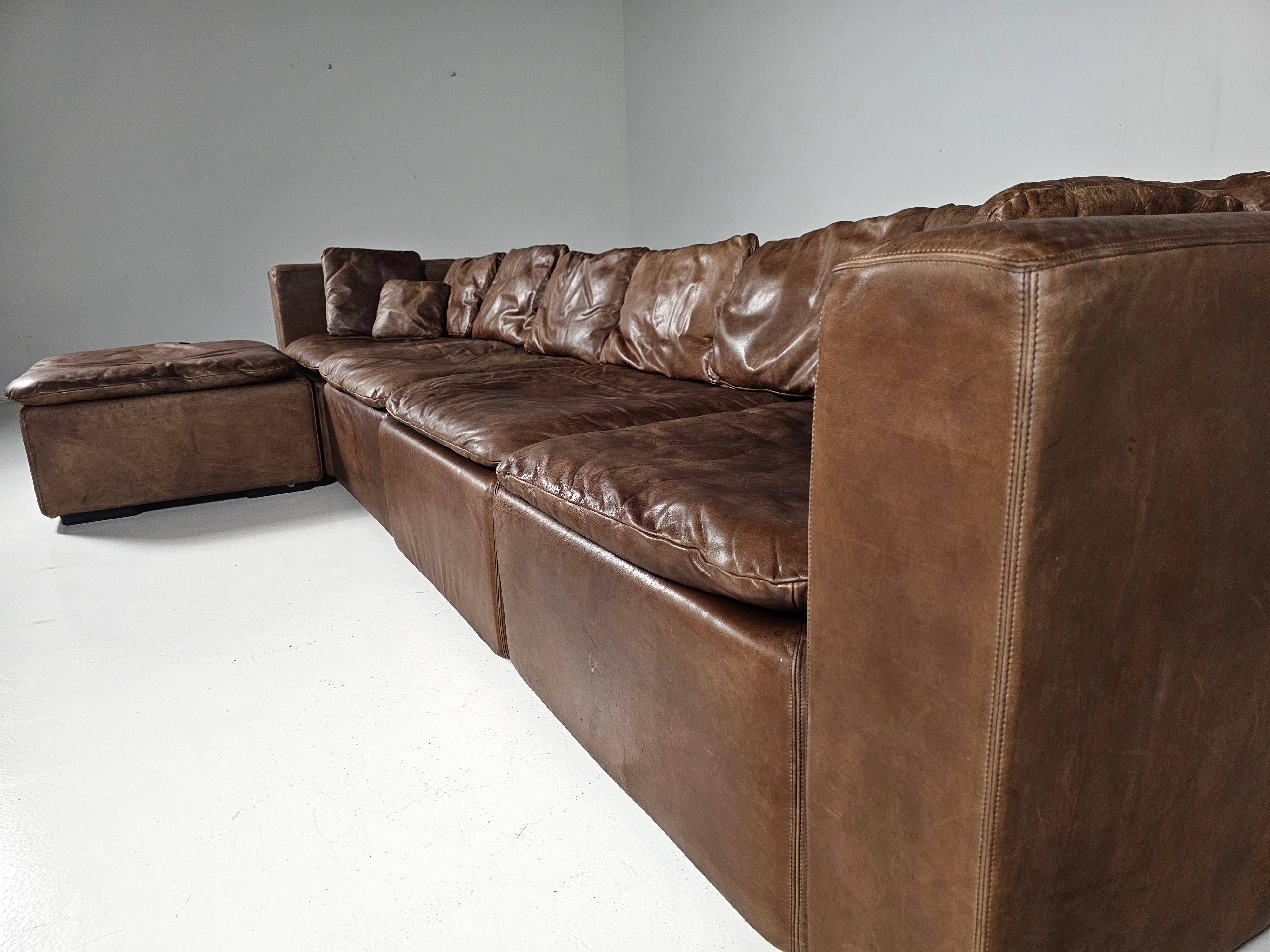 COR Sofa in braunem Leder von Team Form Ag für COR Furniture, Deutschland, 1970er Jahre (Ende des 20. Jahrhunderts)