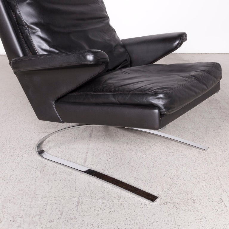 COR Swing Designer Leather Armchair Black Genuine Leather Chair For