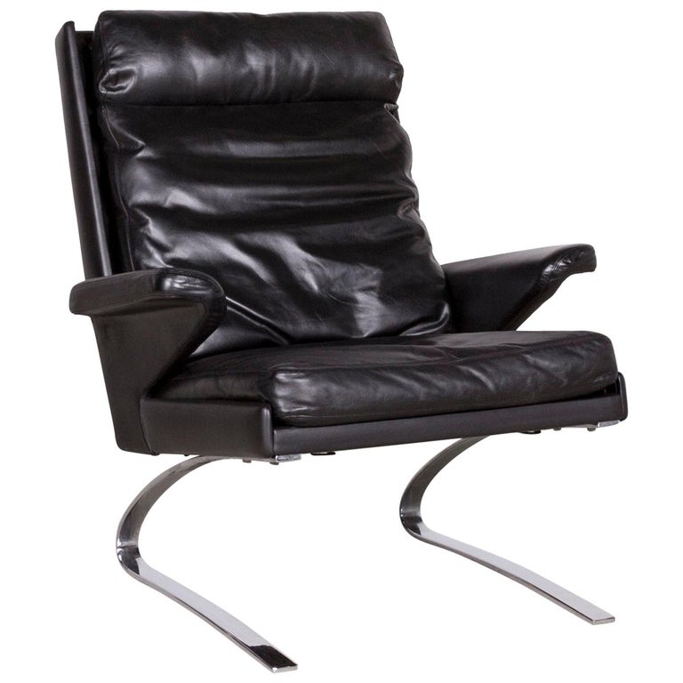 COR Swing Designer Leather Armchair Black Genuine Leather Chair For