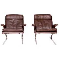 COR Swing Designer Leather Armchair Set Brown by Reinhold Adolf Real Leather