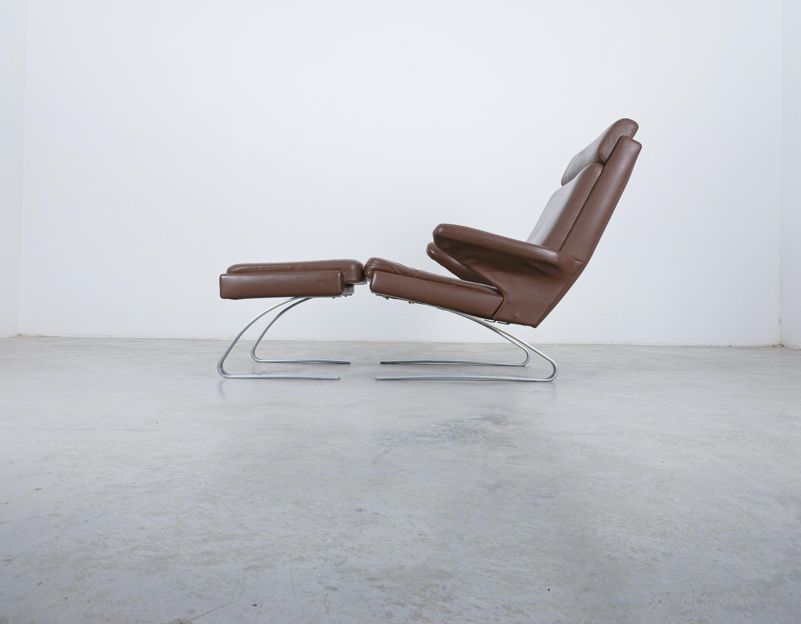 Mid-Century Modern COR Swing Leather Lounge Chair by Reinhold Adolf & Hans-Jürgen Schröpfer, 1976 en vente