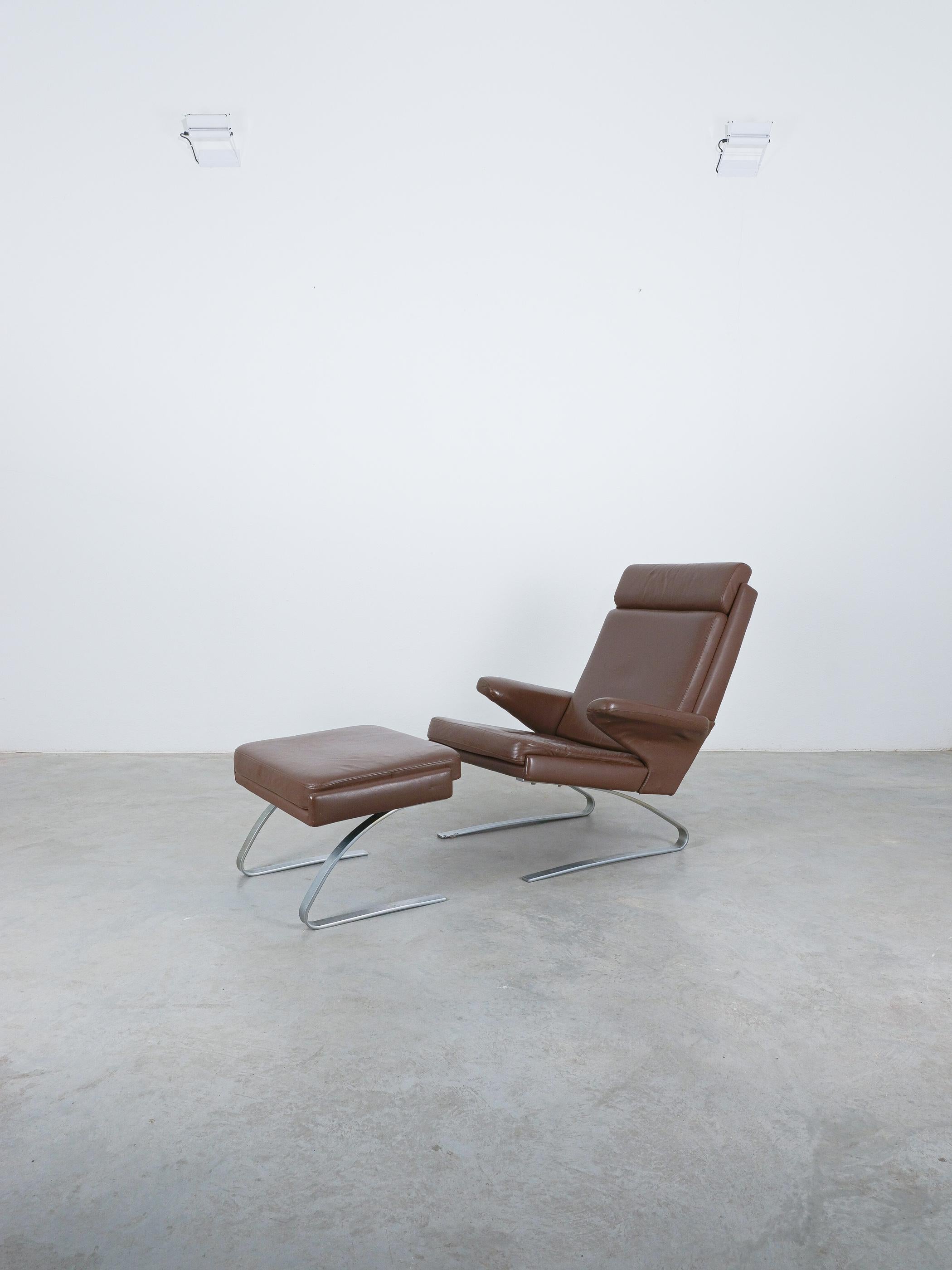Mid-Century Modern COR Swing Leather Lounge Chair by Reinhold Adolf & Hans-Jürgen Schröpfer, 1976 For Sale