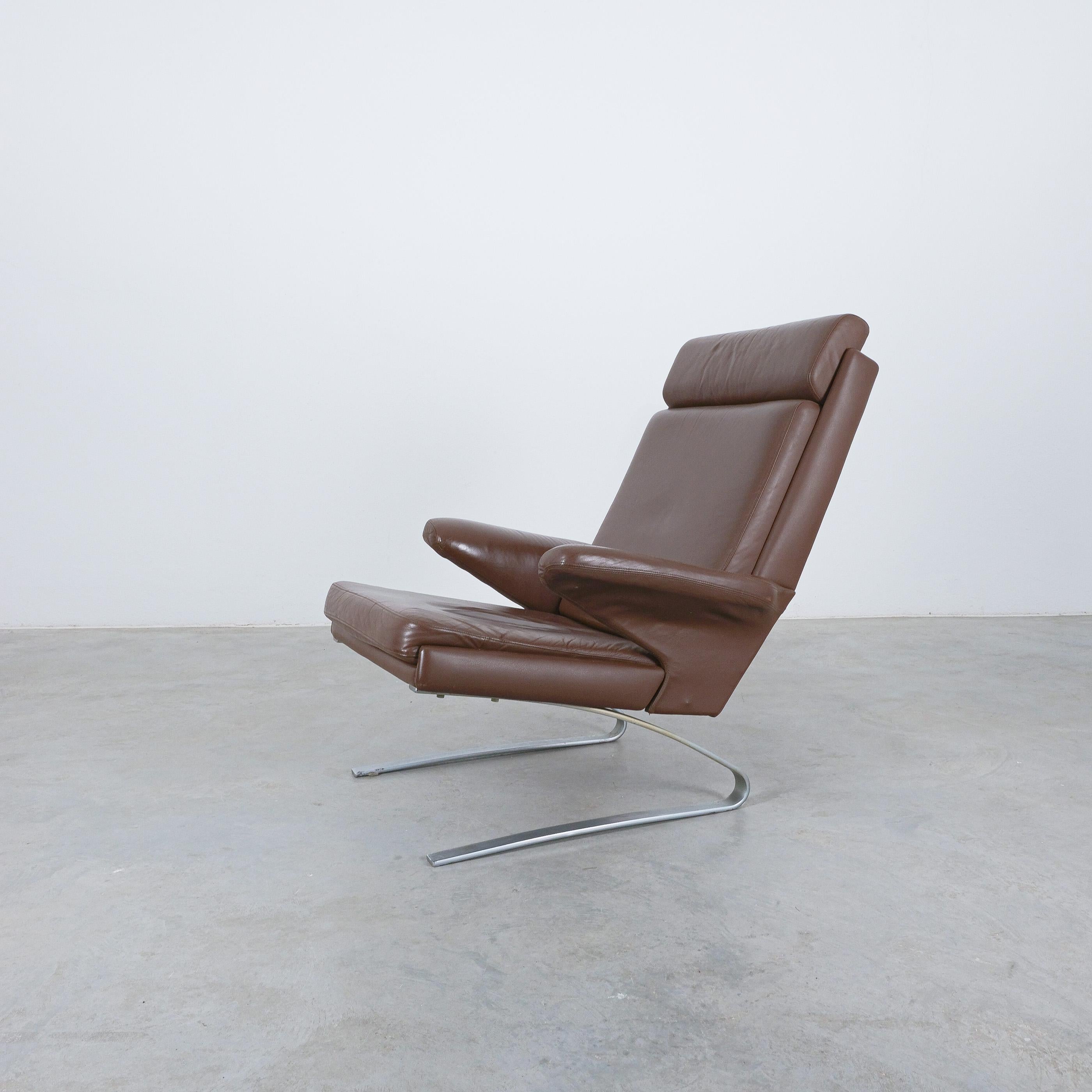 COR Swing Leather Lounge Chair von Reinhold Adolf & Hans-Jürgen Schröpfer, 1976 (Stahl) im Angebot