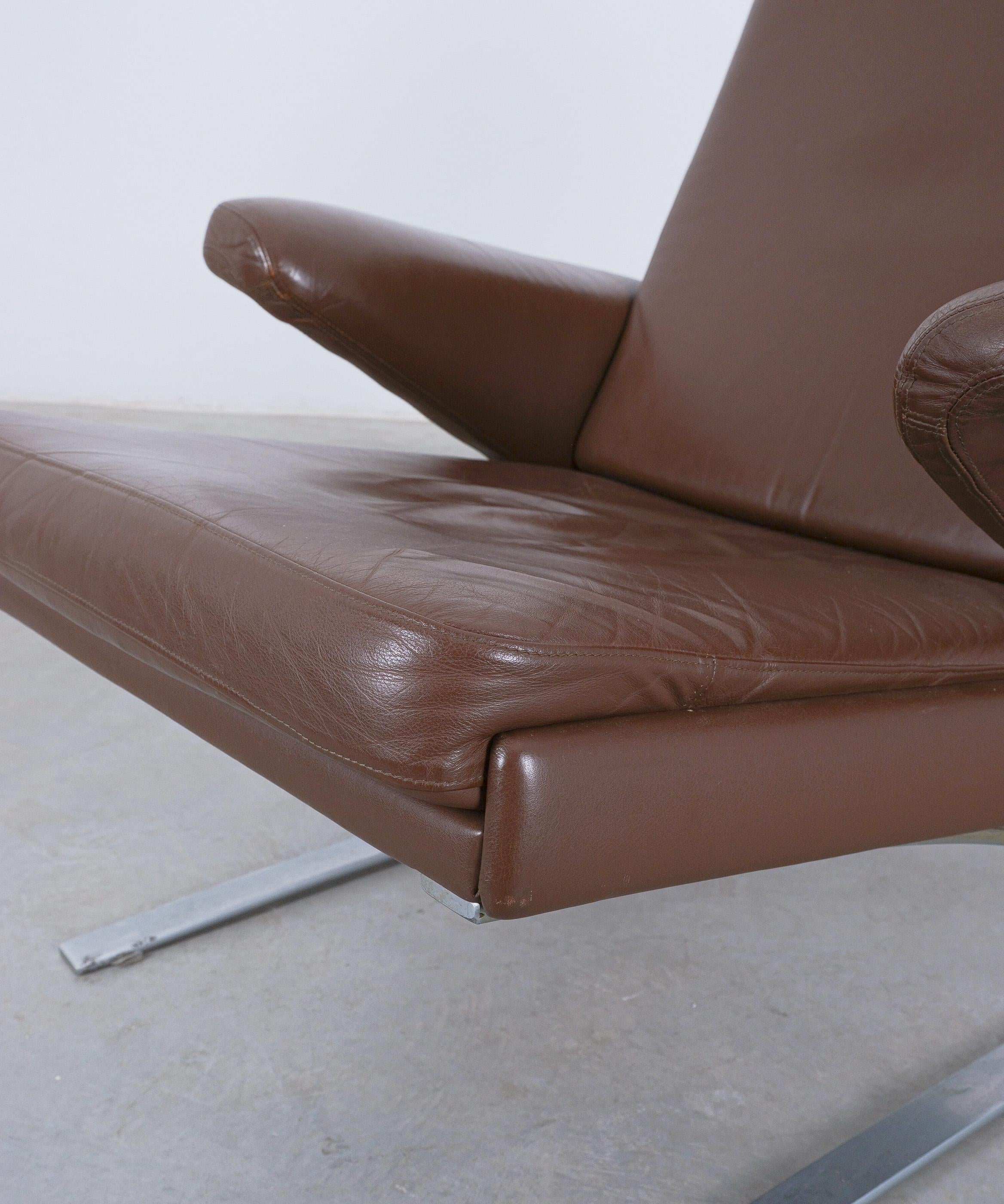 Steel COR Swing Leather Lounge Chair by Reinhold Adolf & Hans-Jürgen Schröpfer, 1976 For Sale