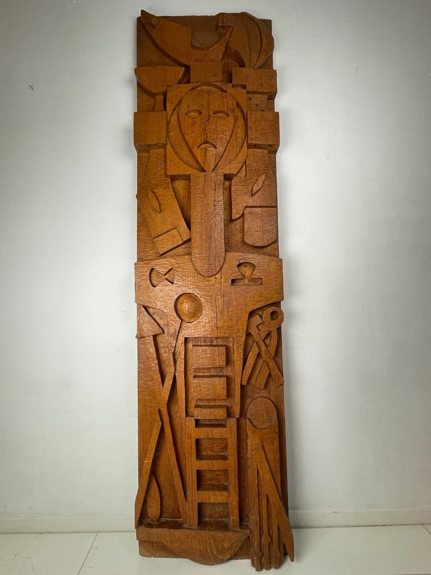 Mid-20th Century COR Trillen, Arma Christi, Religious Art, 1960s, Wooden Carving, Unique Art Work For Sale