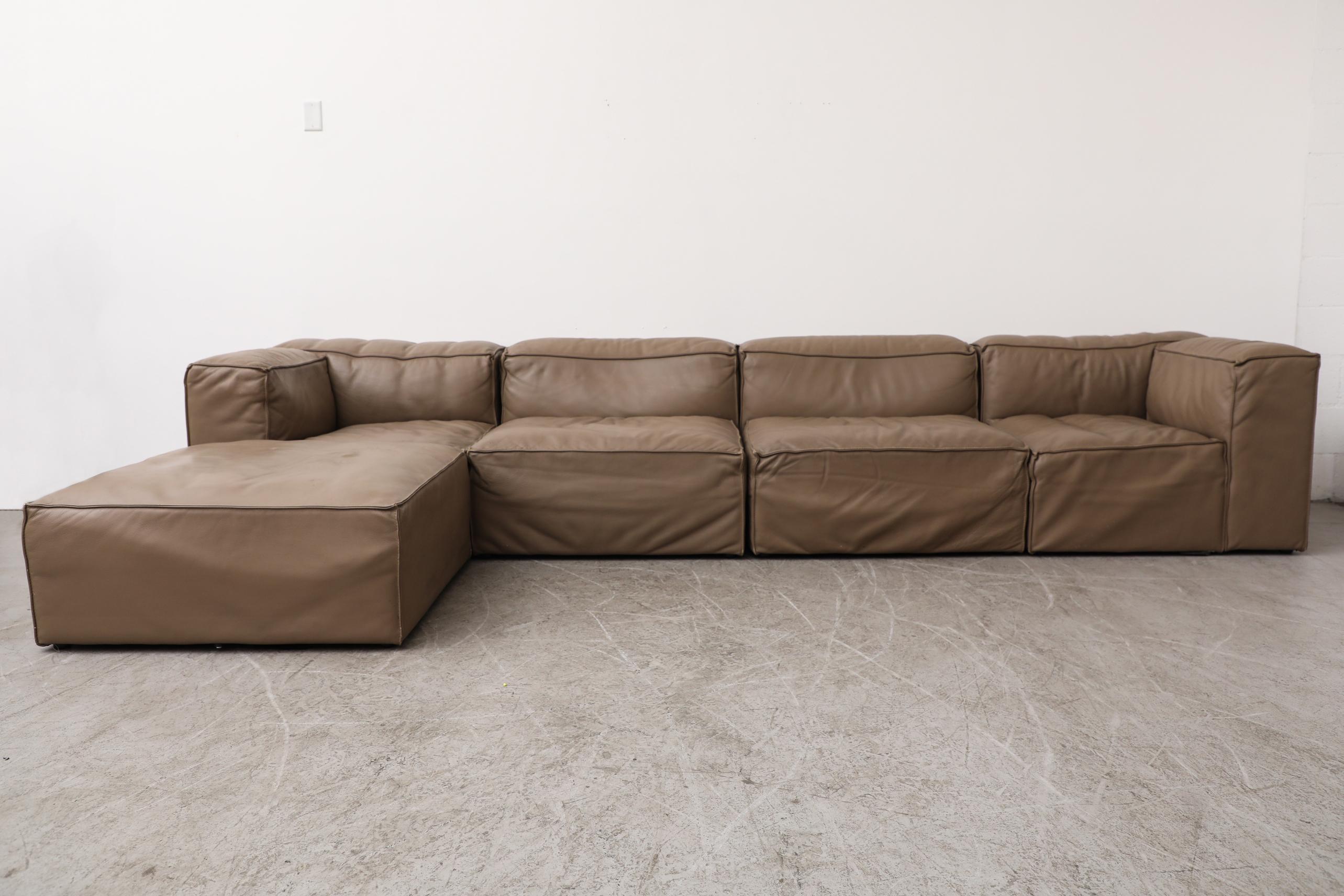 Soft form leather sectional 