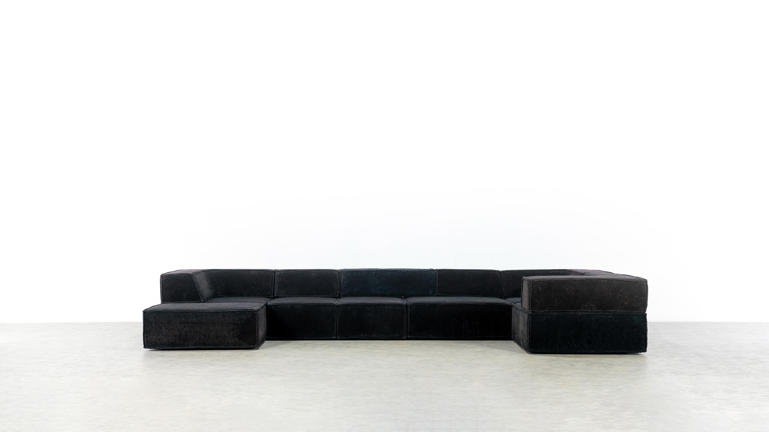 Fabric COR Trio Modular Sofa, Giant Landscape in Black Teddy, 1972 by Team Form AG