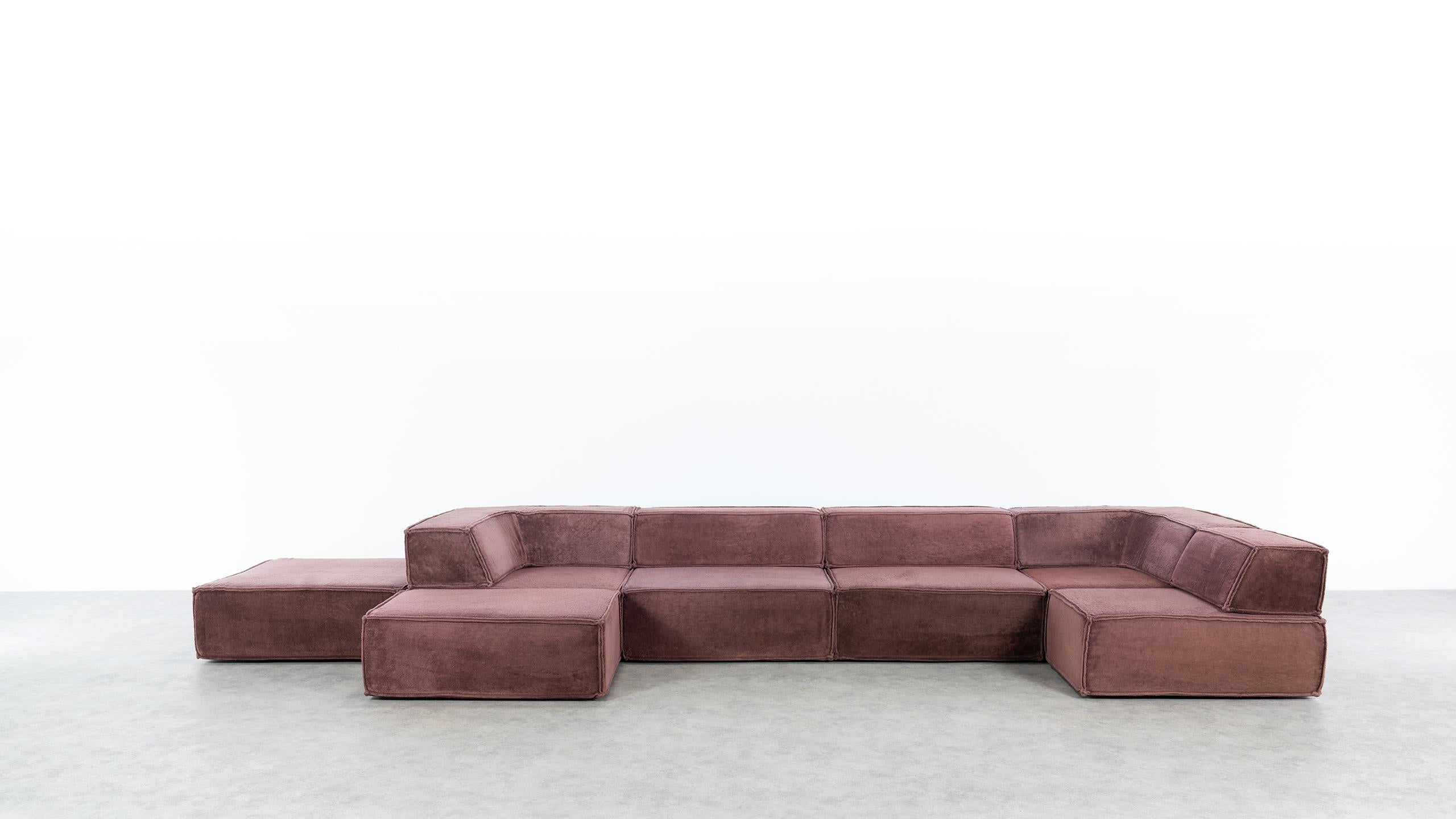 Mid-Century Modern COR Trio Modular Sofa, Giant Landscape in Brown, 1972 by Team Form AG, Swiss