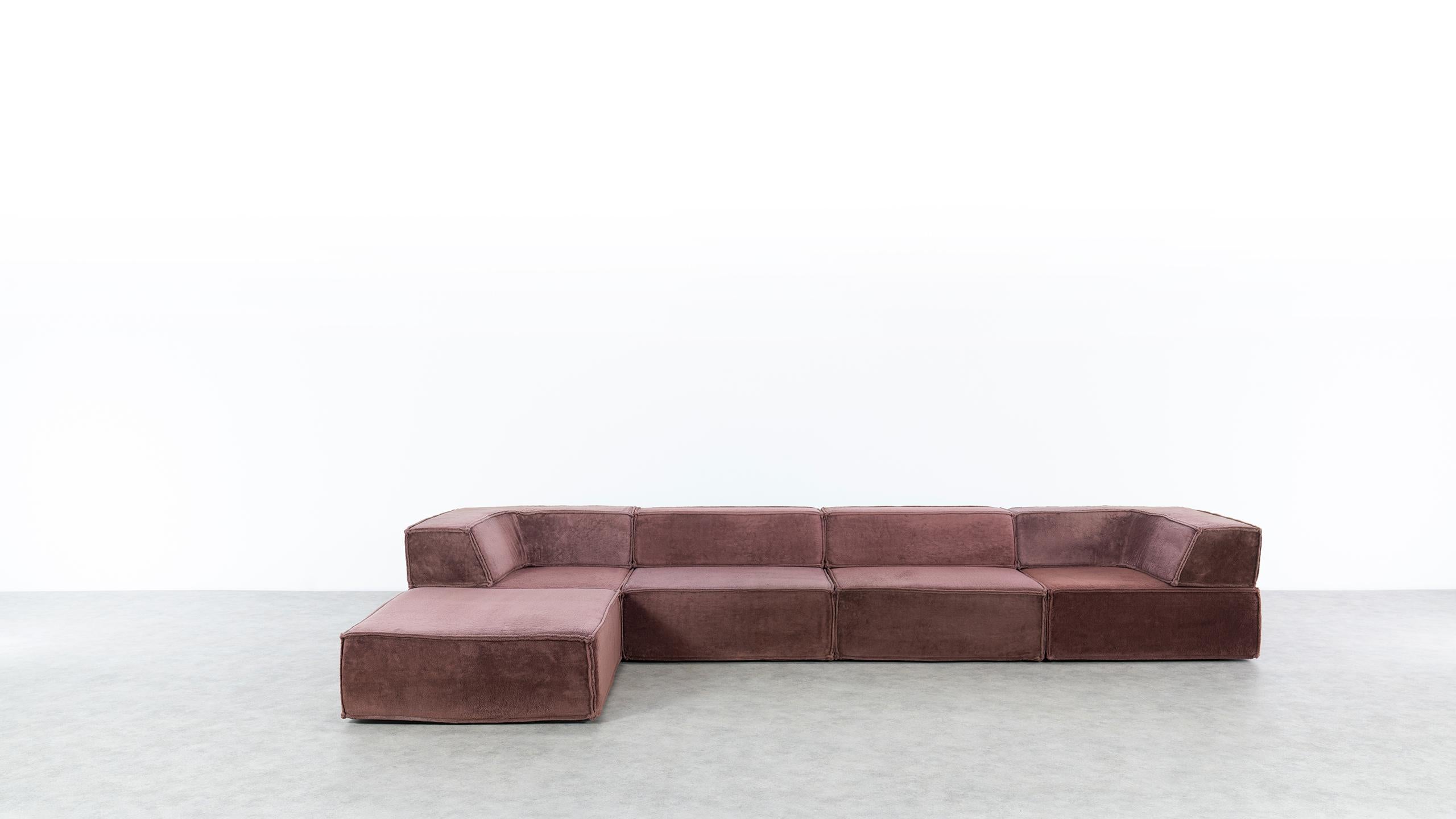 Hand-Crafted COR Trio Modular Sofa, Giant Landscape in Brown, 1972 by Team Form AG, Swiss
