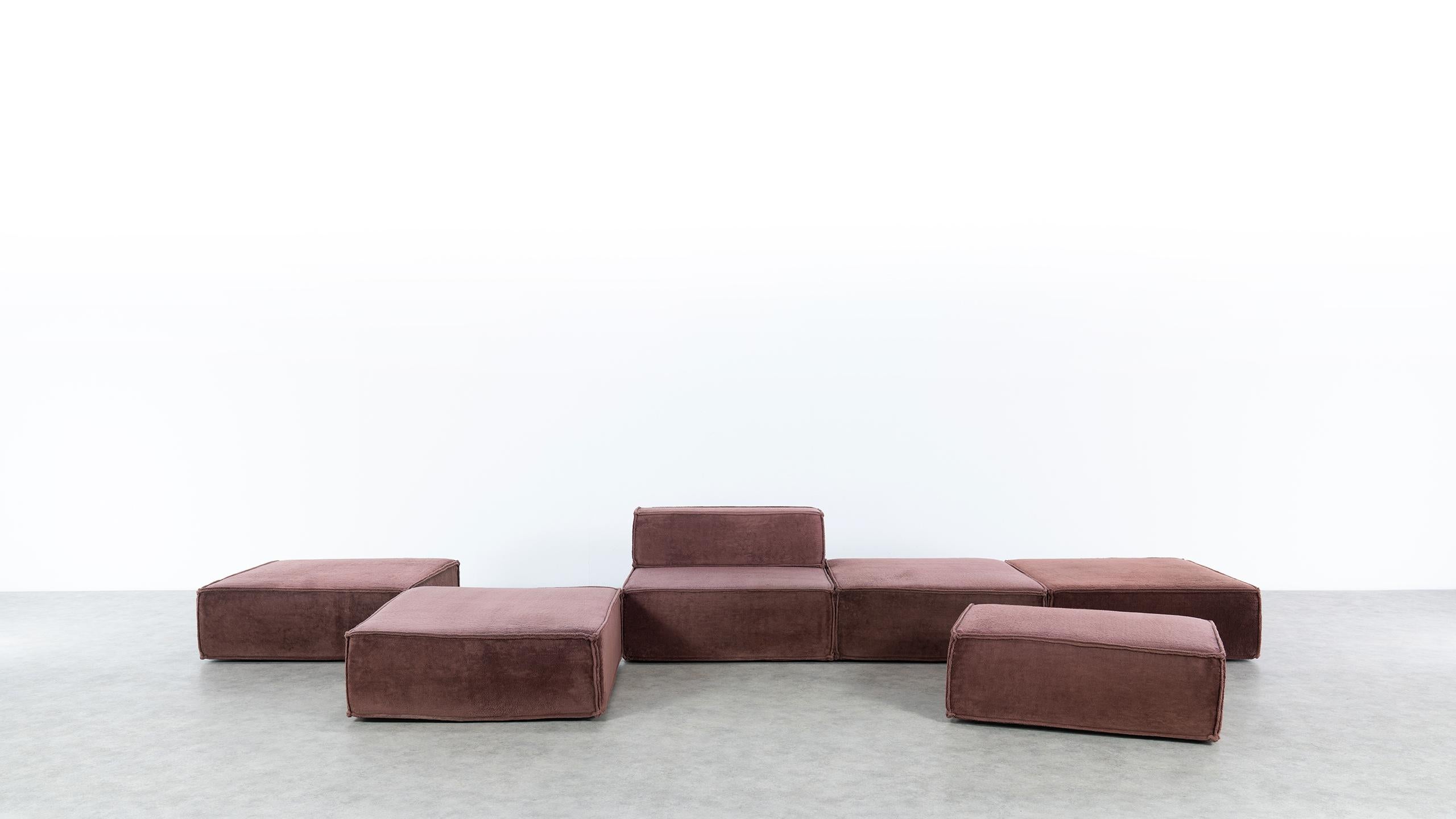 Fabric COR Trio Modular Sofa, Giant Landscape in Brown, 1972 by Team Form AG, Swiss