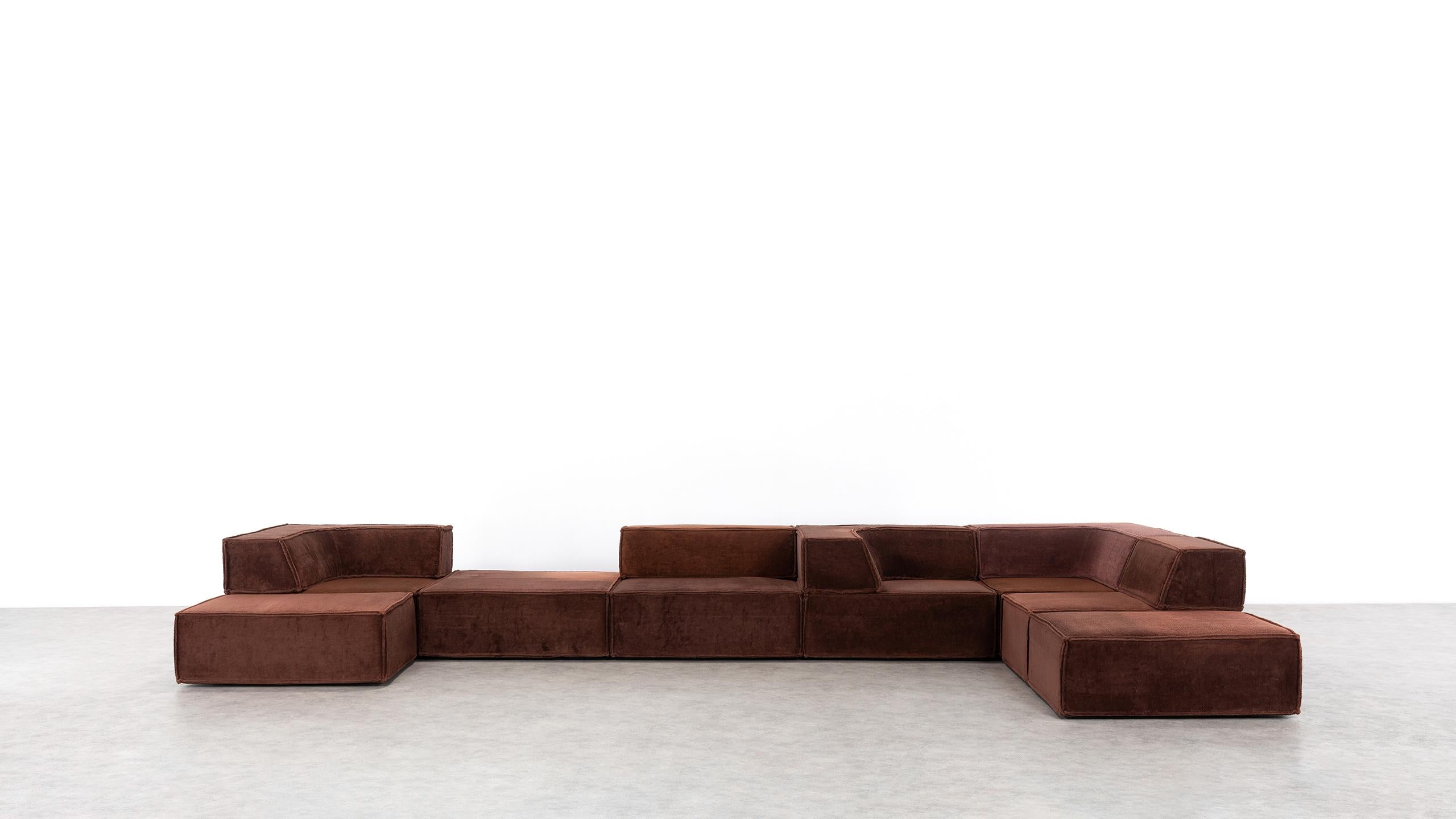 Mid-Century Modern COR Trio Modular Sofa, Giant Landscape in Chocolate Brown, 1972 by Team Form AG