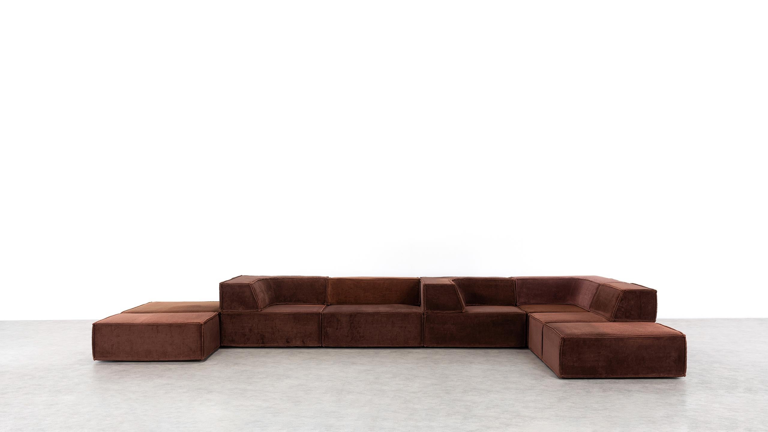 German COR Trio Modular Sofa, Giant Landscape in Chocolate Brown, 1972 by Team Form AG