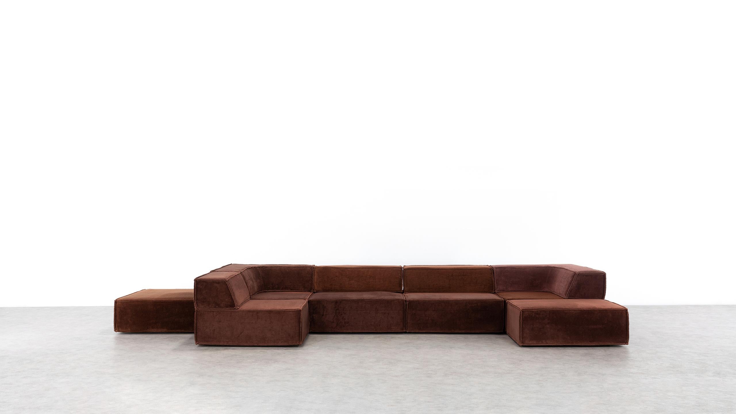 Late 20th Century COR Trio Modular Sofa, Giant Landscape in Chocolate Brown, 1972 by Team Form AG