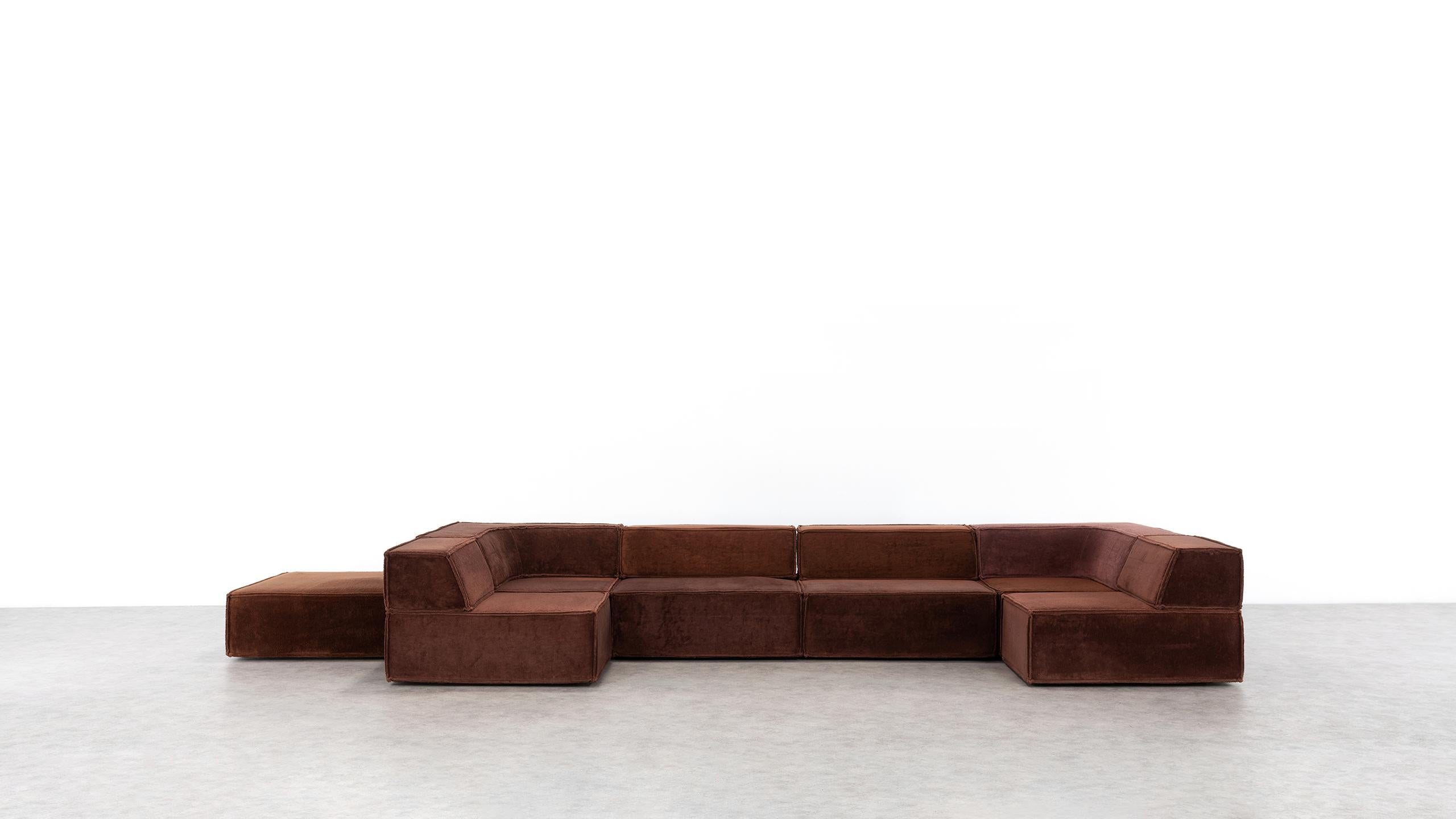 Fabric COR Trio Modular Sofa, Giant Landscape in Chocolate Brown, 1972 by Team Form AG