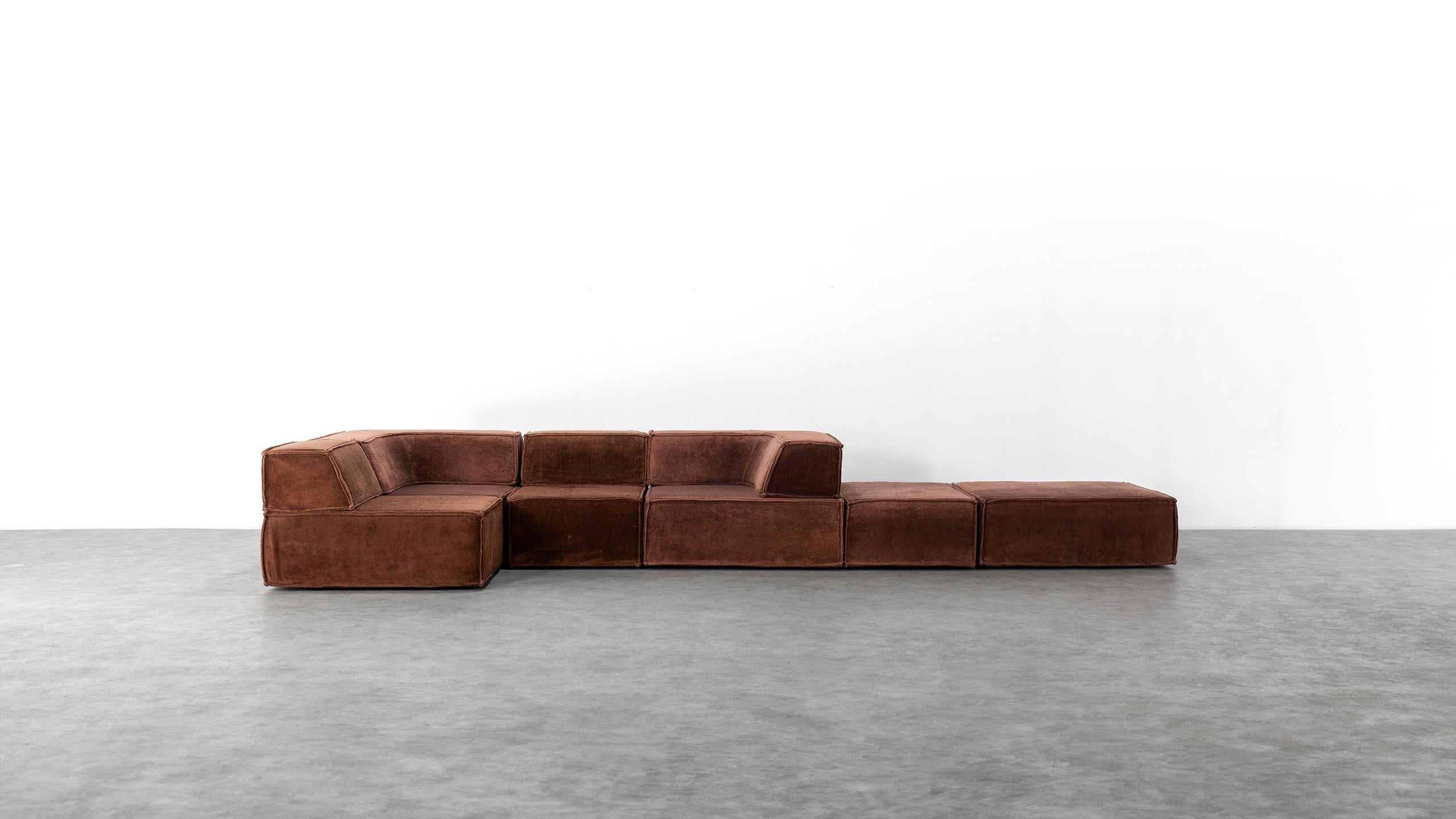Mid-Century Modern Cor Trio Modular Sofa Giant Landscape Brown Chocolate 1972 by Team Form AG For Sale