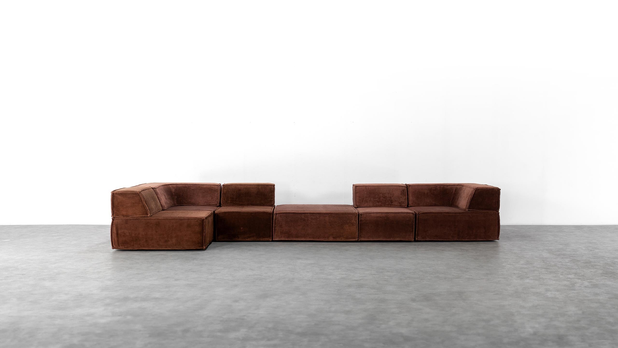 German Cor Trio Modular Sofa Giant Landscape Brown Chocolate 1972 by Team Form AG For Sale