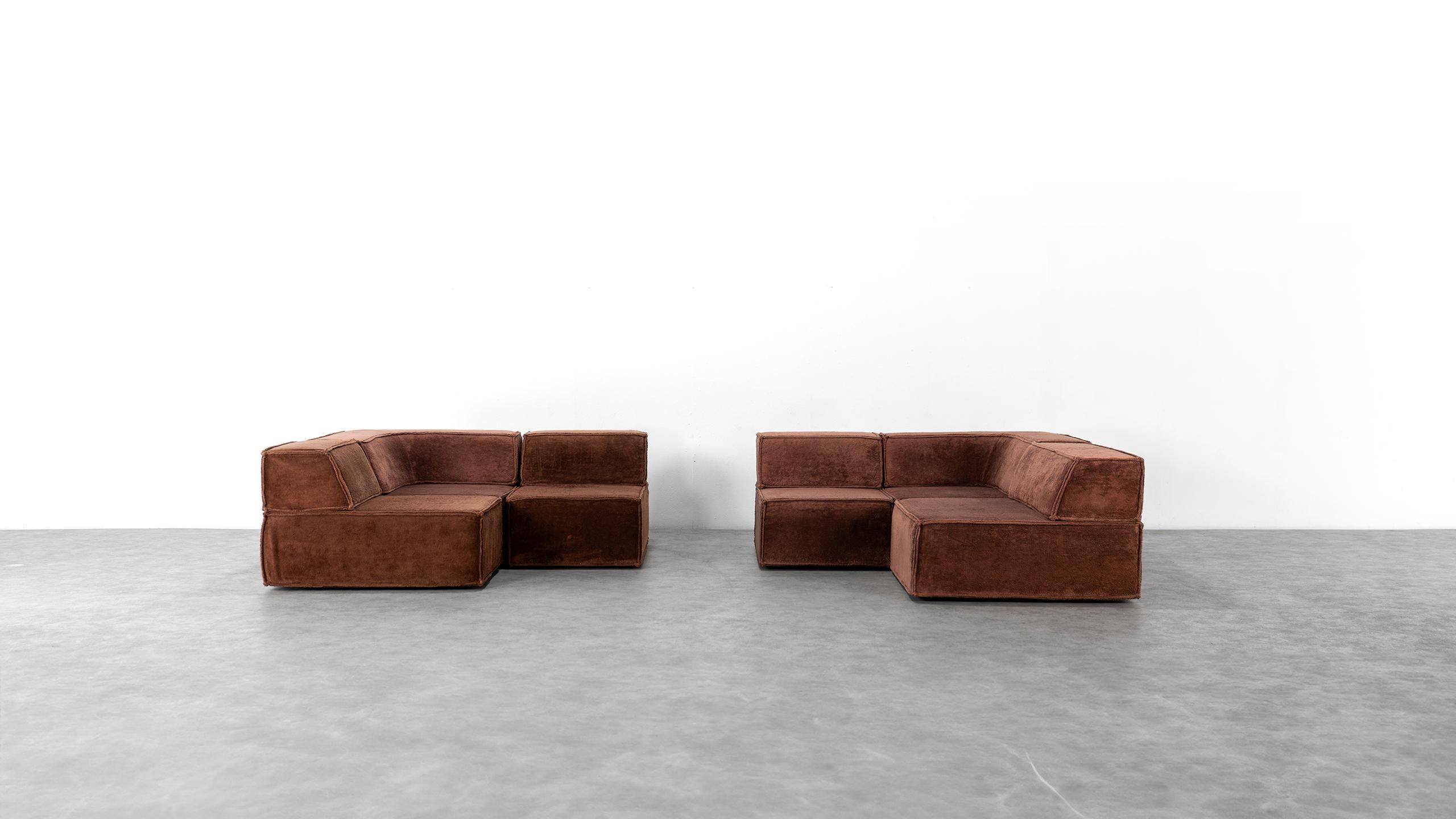 Fabric Cor Trio Modular Sofa Giant Landscape Brown Chocolate 1972 by Team Form AG