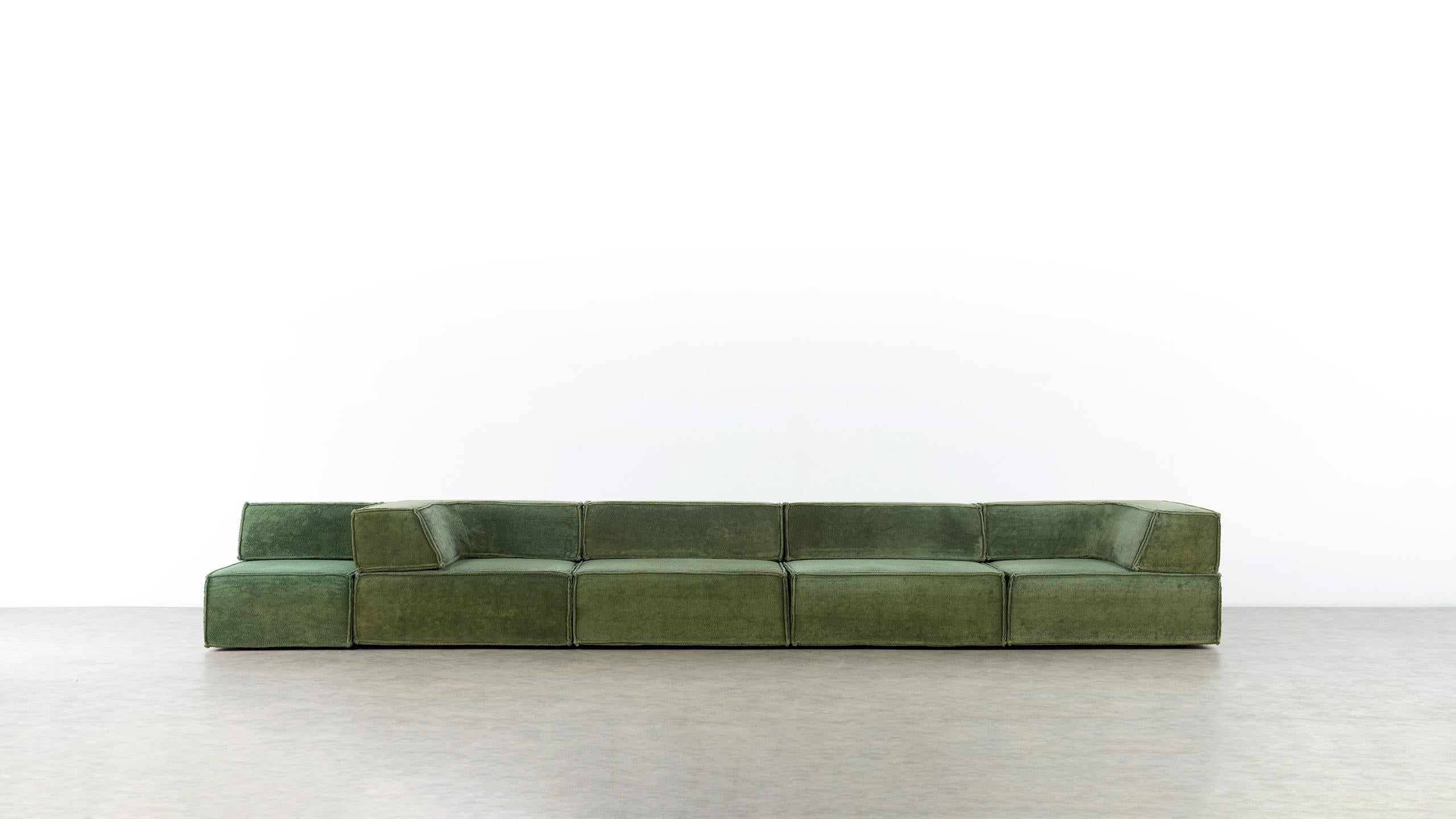 Mid-Century Modern COR Trio Modular Sofa, Giant Landscape in Green, 1972 by Team Form AG