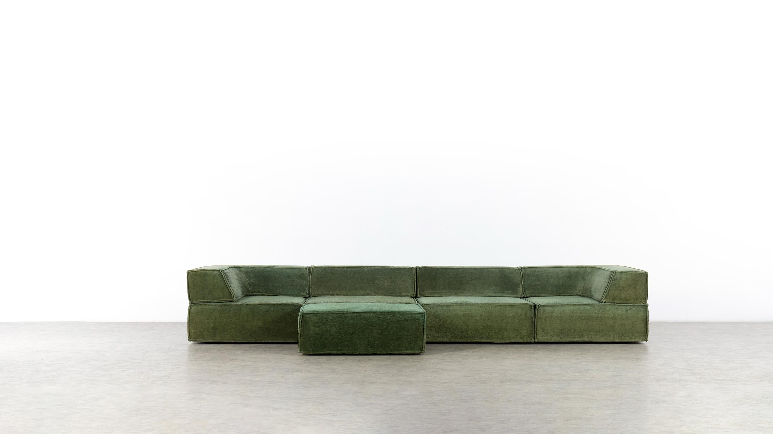 German COR Trio Modular Sofa, Giant Landscape in Green, 1972 by Team Form AG