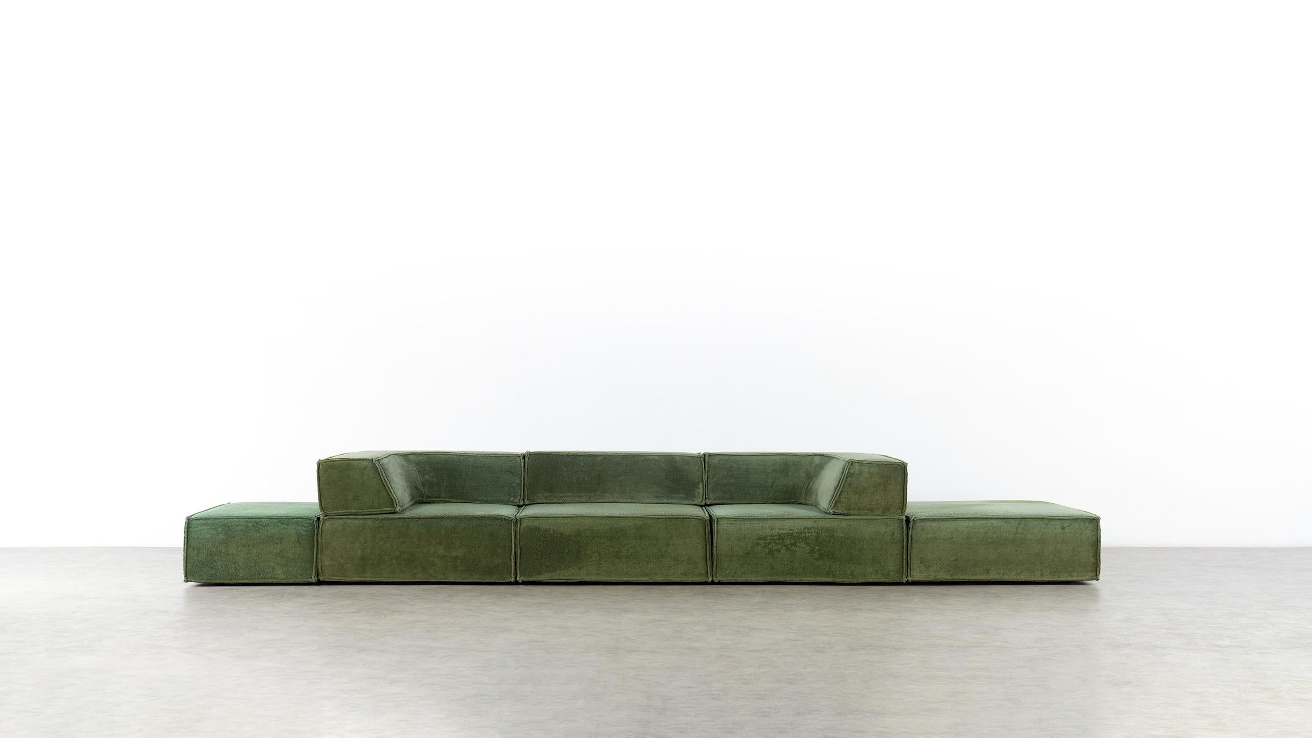 Fabric COR Trio Modular Sofa, Giant Landscape in Green, 1972 by Team Form AG
