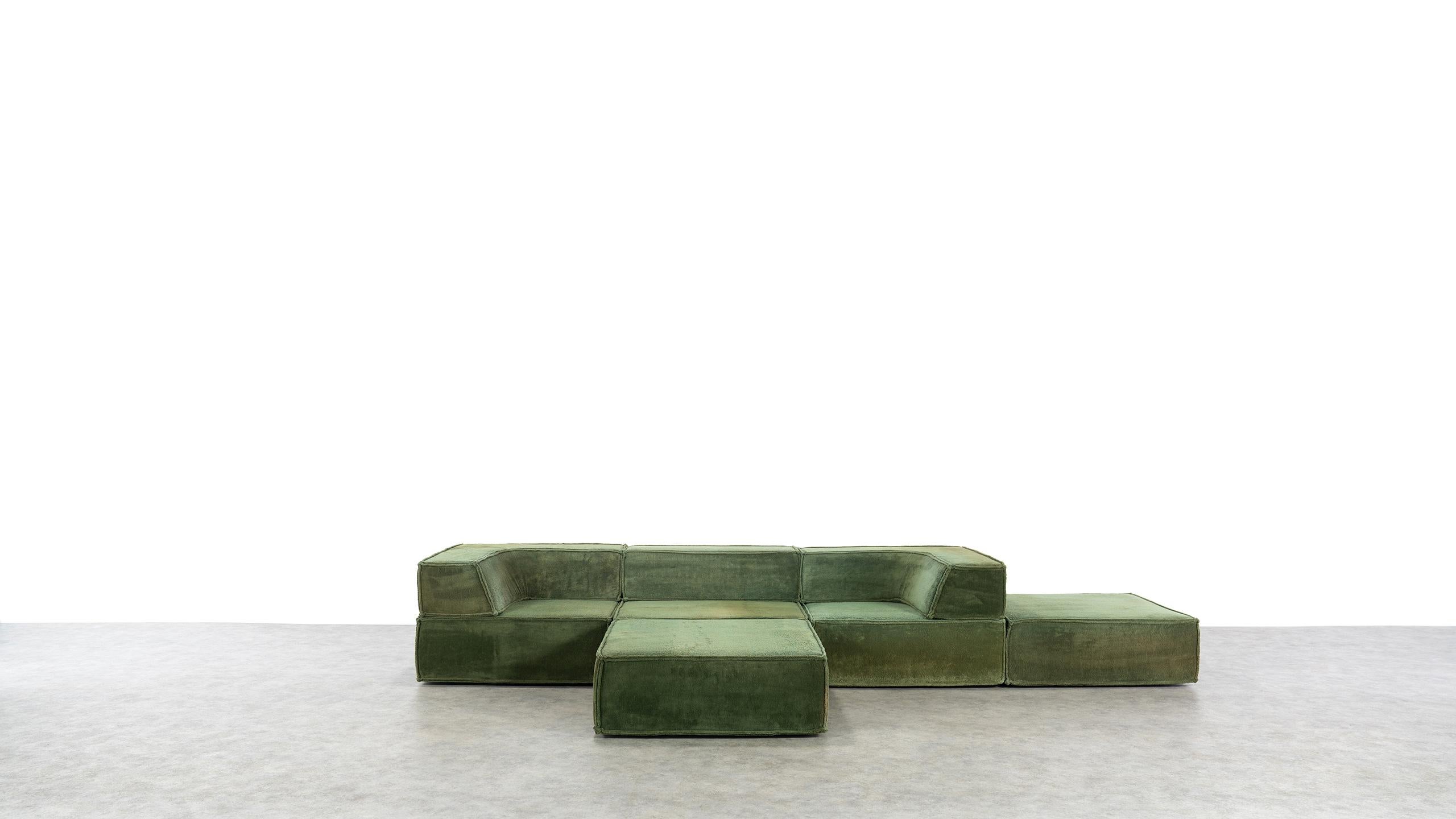 Fabric COR Trio Modular Sofa, Giant Landscape in Green, 1972 by Team Form AG, Swiss