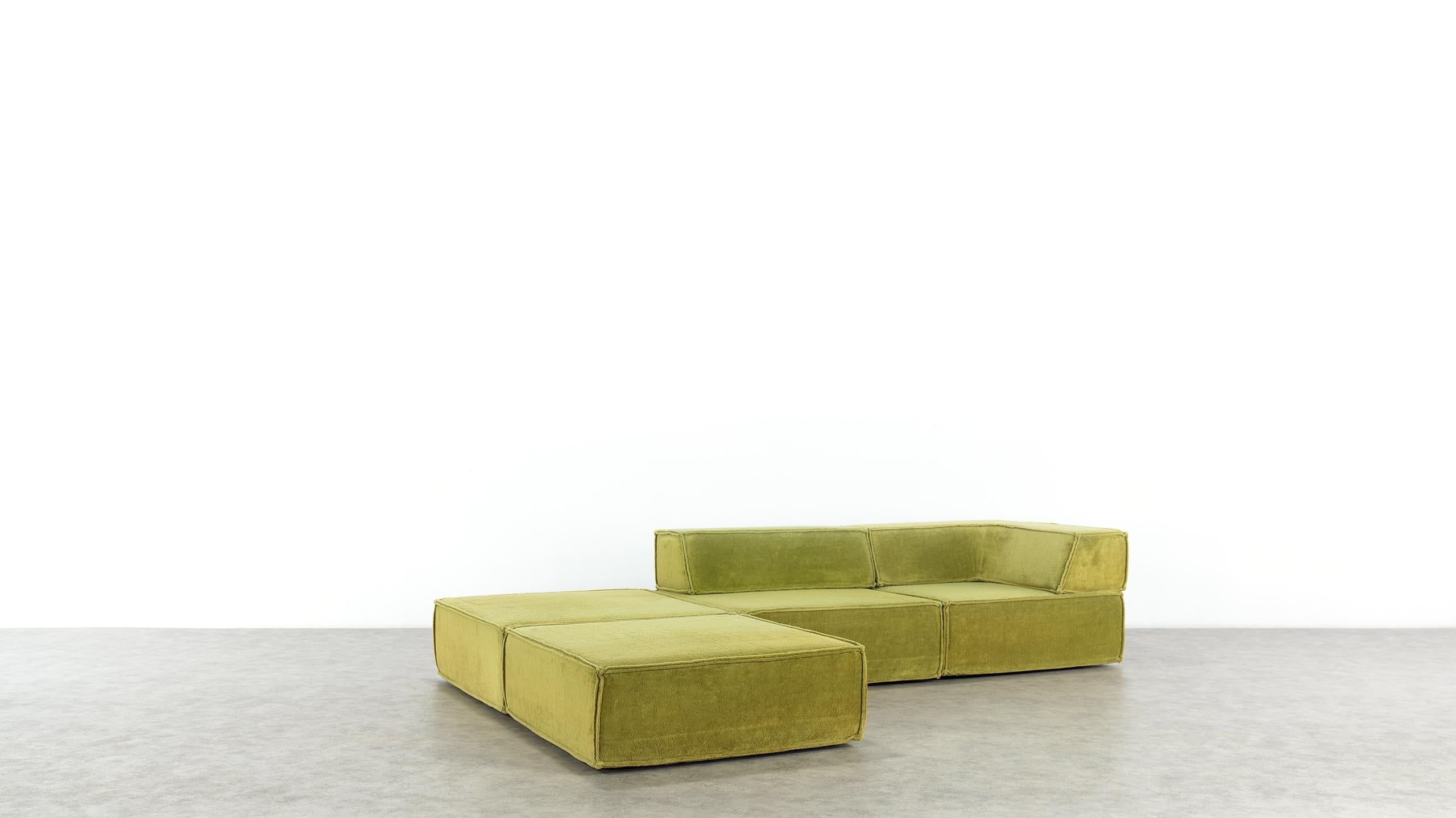 Fabric COR Trio Modular Sofa, Giant Landscape in Green, 1972 by Team Form Ag, Swiss