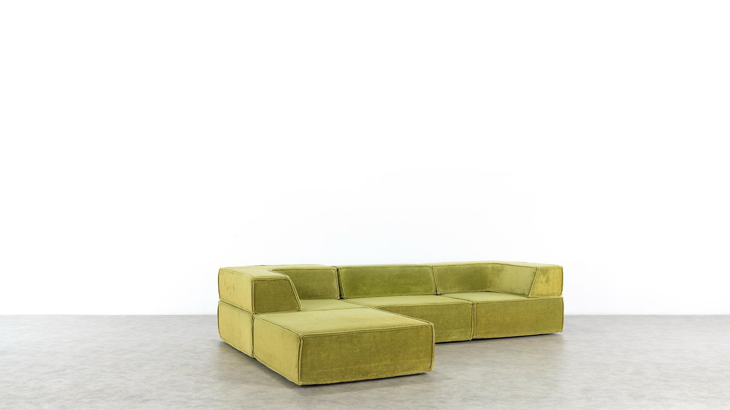 COR Trio Modular Sofa, Giant Landscape in Green, 1972 by Team Form Ag, Swiss 1
