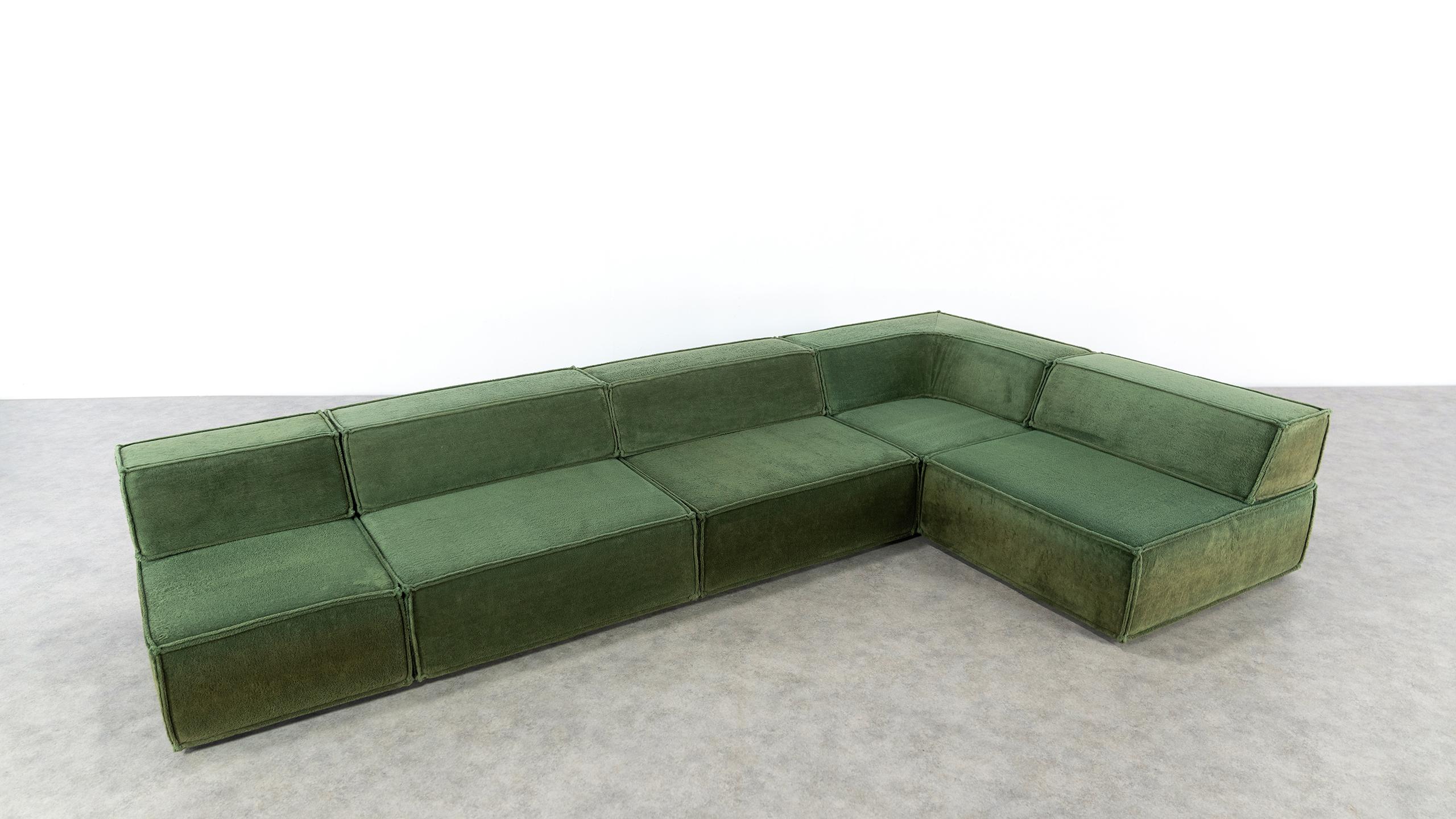 COR Trio Modular Sofa, Giant Landscape in Green, 1972 by Team Form AG, Swiss 10