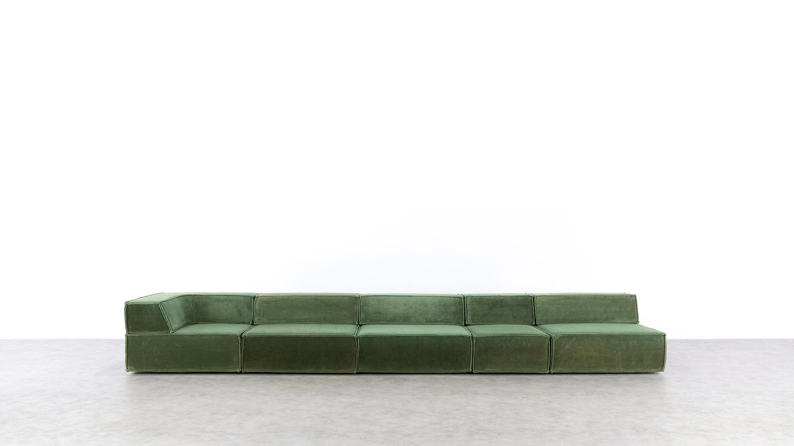 Mid-Century Modern COR Trio Modular Sofa, Giant Landscape in Green, 1972 by Team Form AG, Swiss