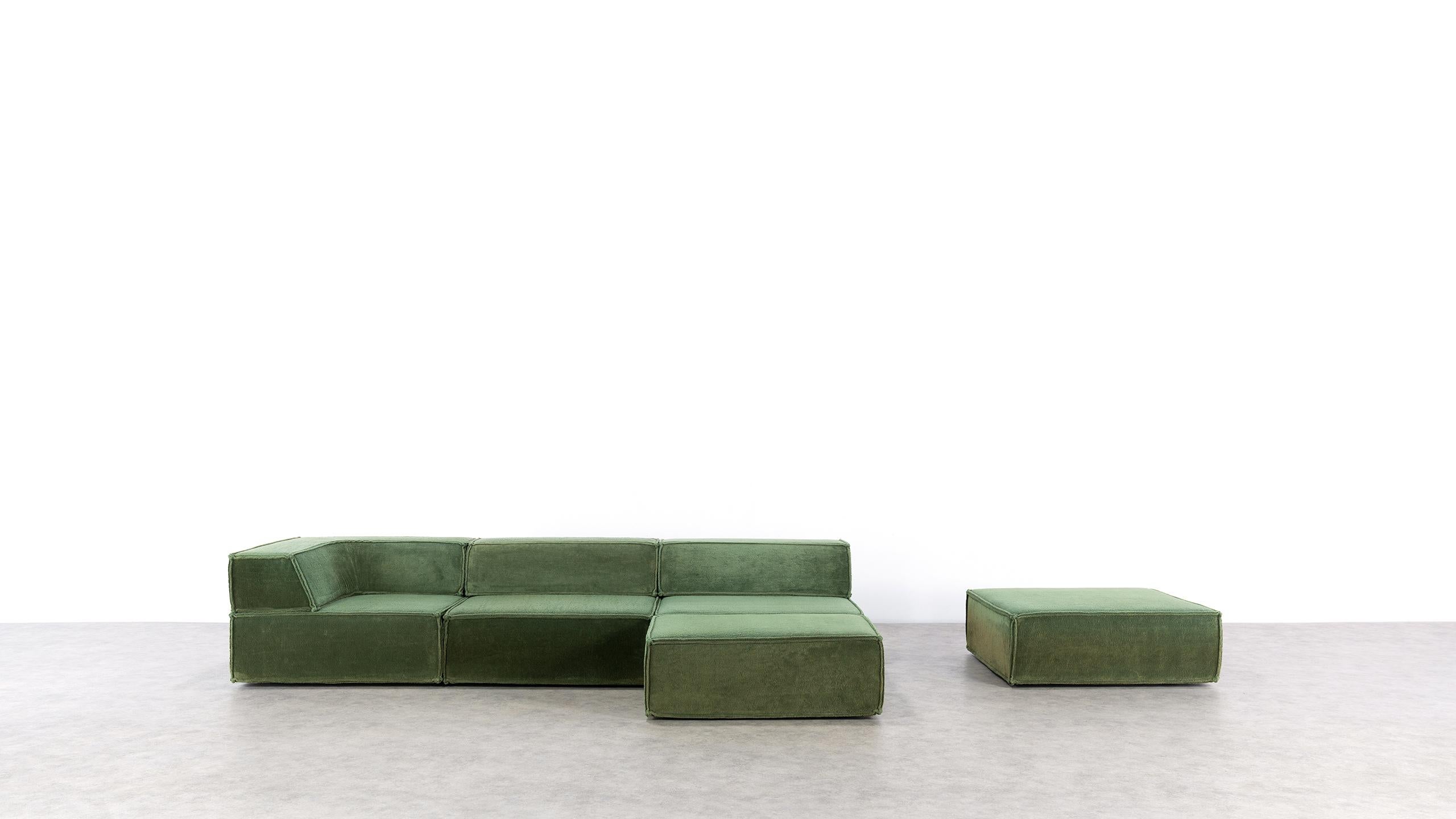 German COR Trio Modular Sofa, Giant Landscape in Green, 1972 by Team Form AG, Swiss