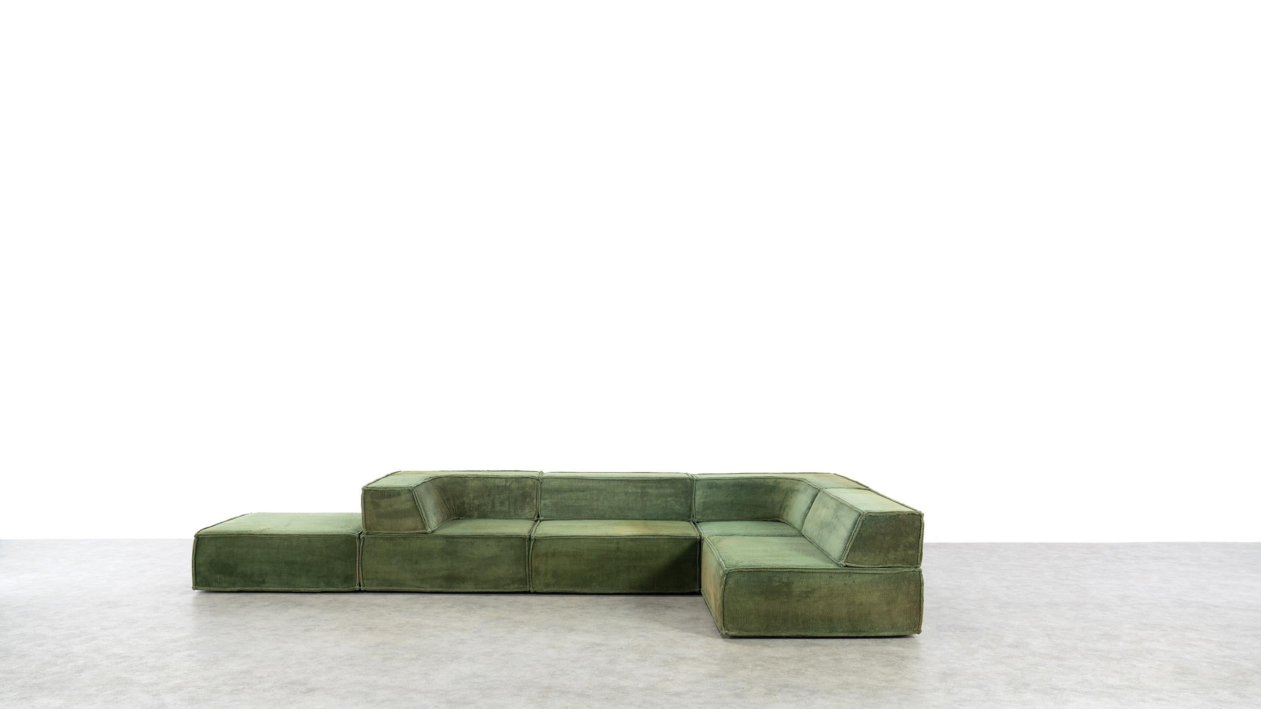 German COR Trio Modular Sofa, Giant Landscape in Green, 1972 by Team Form AG, Swiss