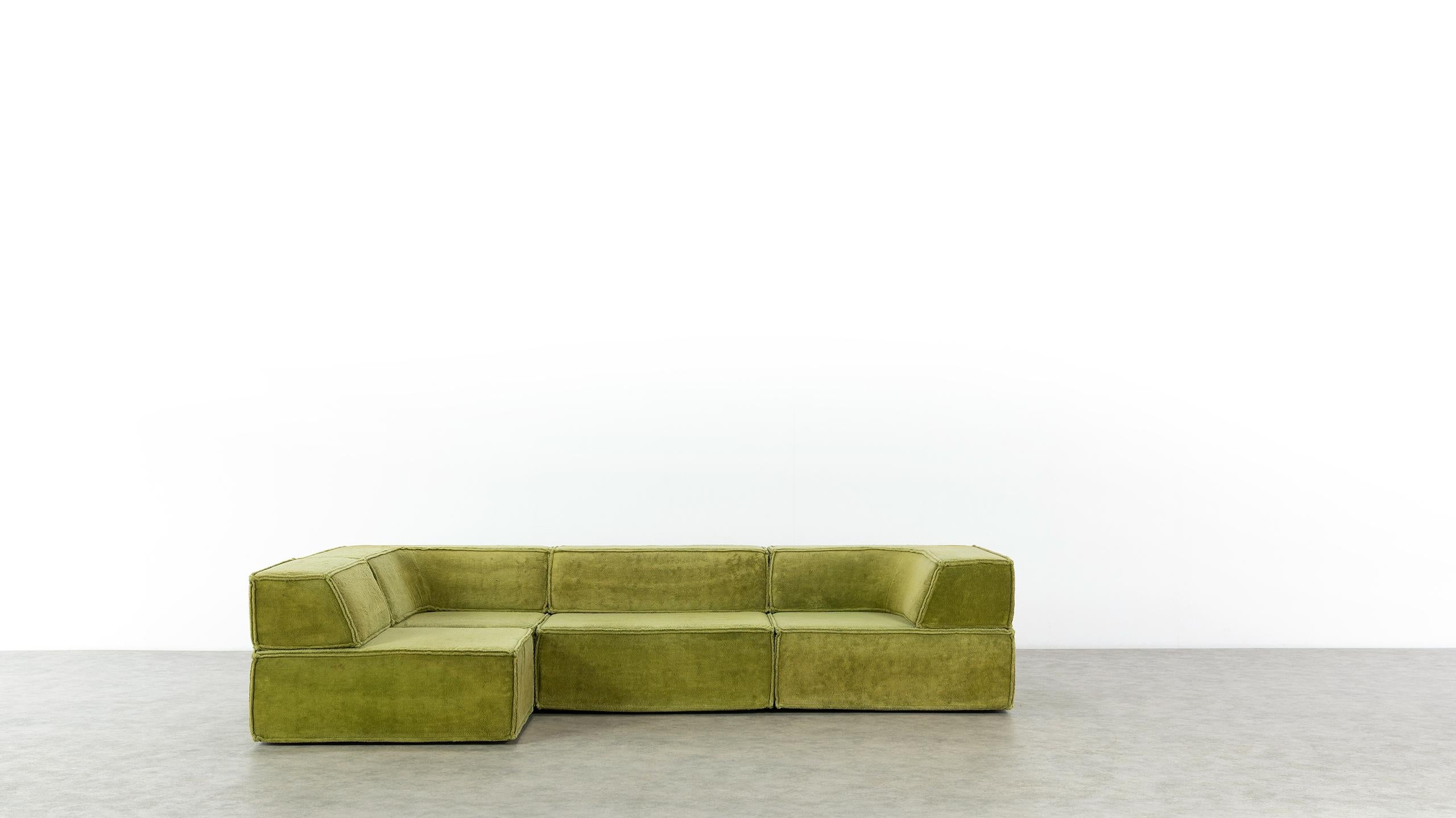 Fabric COR Trio Modular Sofa, Giant Landscape in Green, 1972 by Team Form Ag, Swiss
