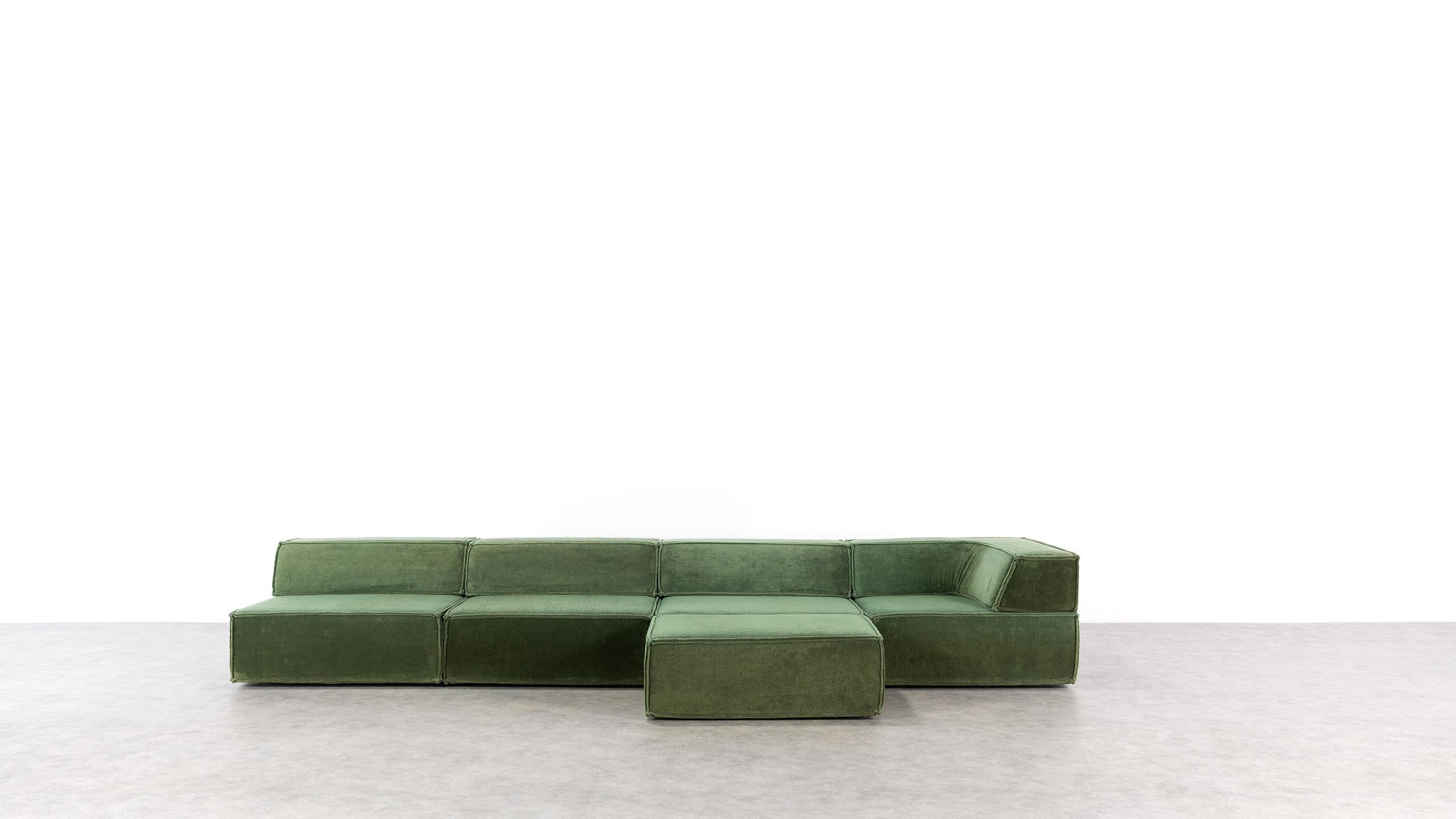 Fabric COR Trio Modular Sofa, Giant Landscape in Green, 1972 by Team Form AG, Swiss