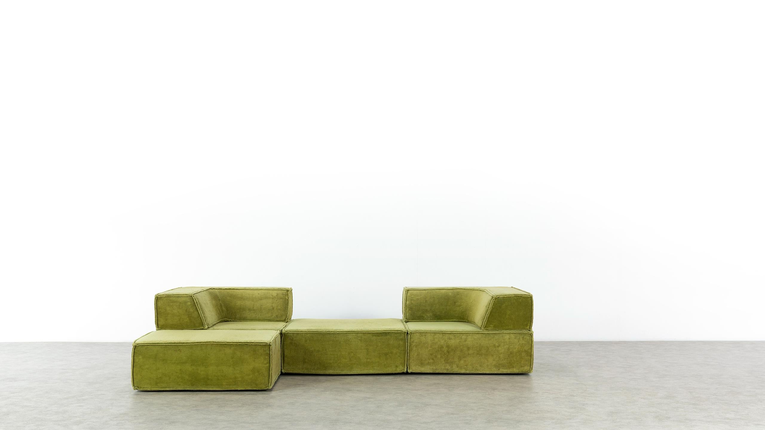 COR Trio Modular Sofa, Giant Landscape in Green, 1972 by Team Form Ag, Swiss 1