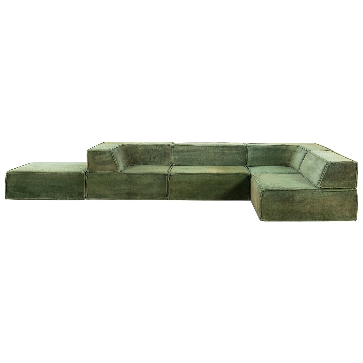 COR Trio Modular Sofa, Giant Landscape in Green, 1972 by Team Form AG, Swiss