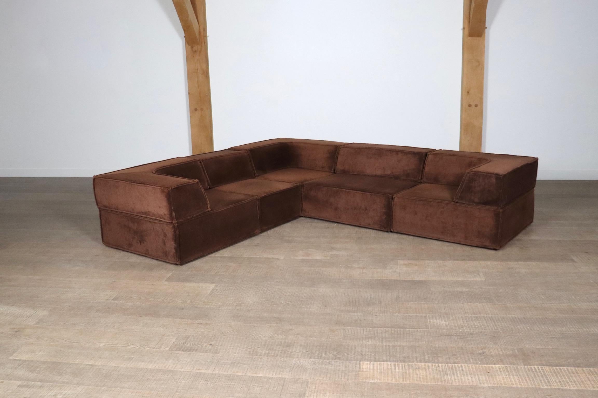 The iconic modular sofa COR trio, executed in the original brown teddy fabric. The Cor Trio design was created in 1972 by Team Form AG in Switzerland for COR, and is still popular today due to its timeless design and high comfort.

This sofa