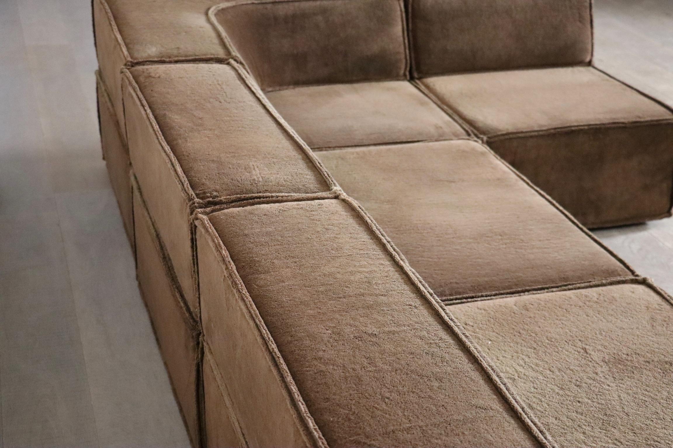 Tissu d'ameublement CORS Canapé modulable Trio en Teddy Brown par Team Form AG, années 1970