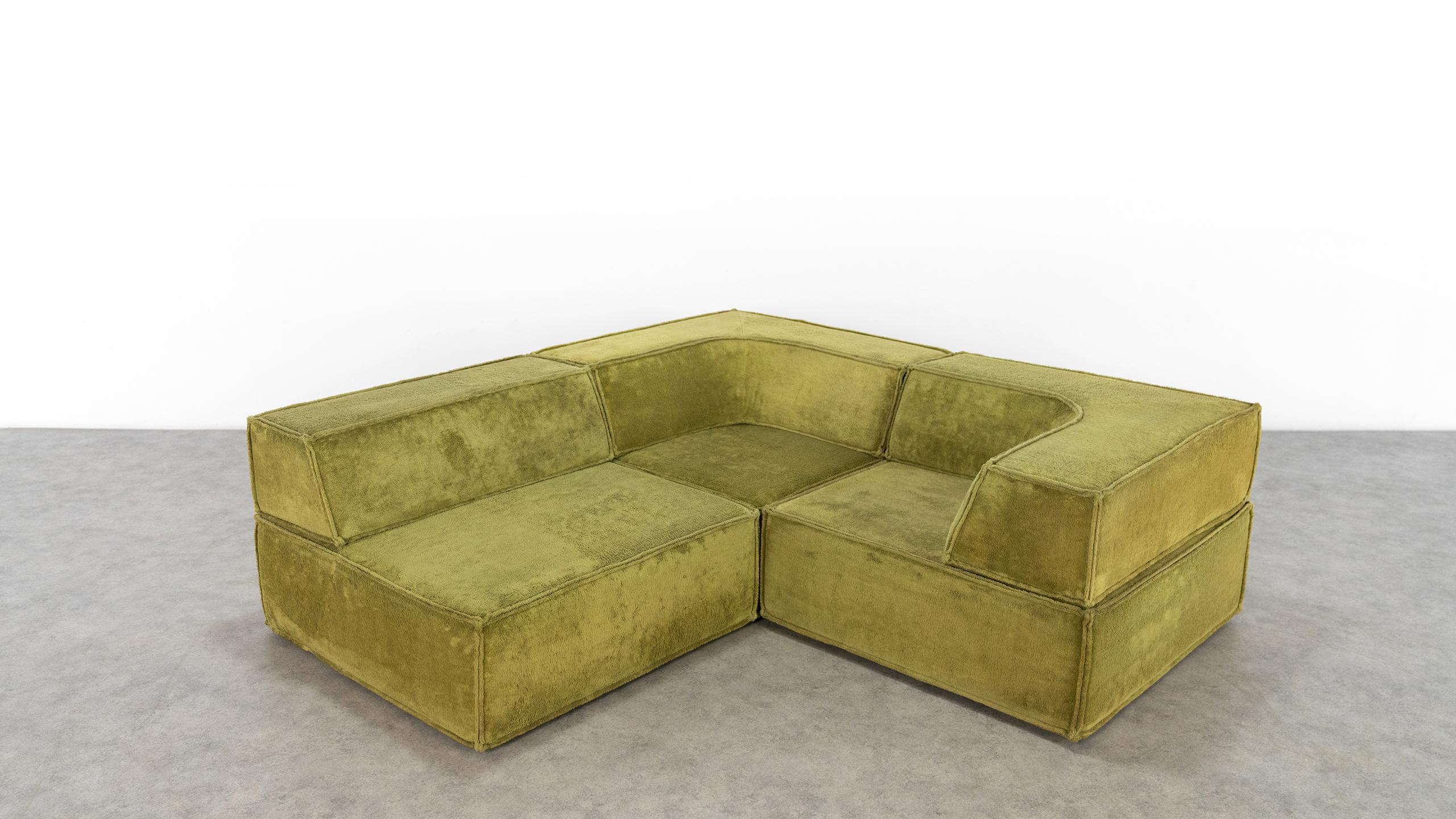 COR Trio Modular Sofa, in Green Teddy, 1972 Design by Team Form AG 10