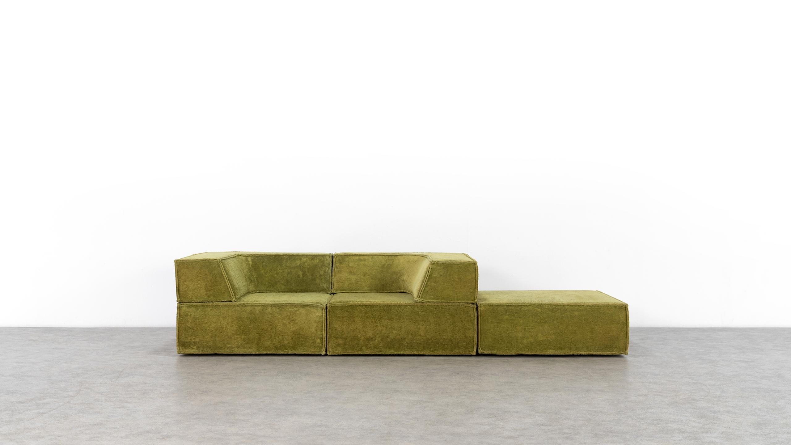 COR Trio Modular Sofa, in Green Teddy, 1972 Design by Team Form AG In Good Condition In Munster, NRW