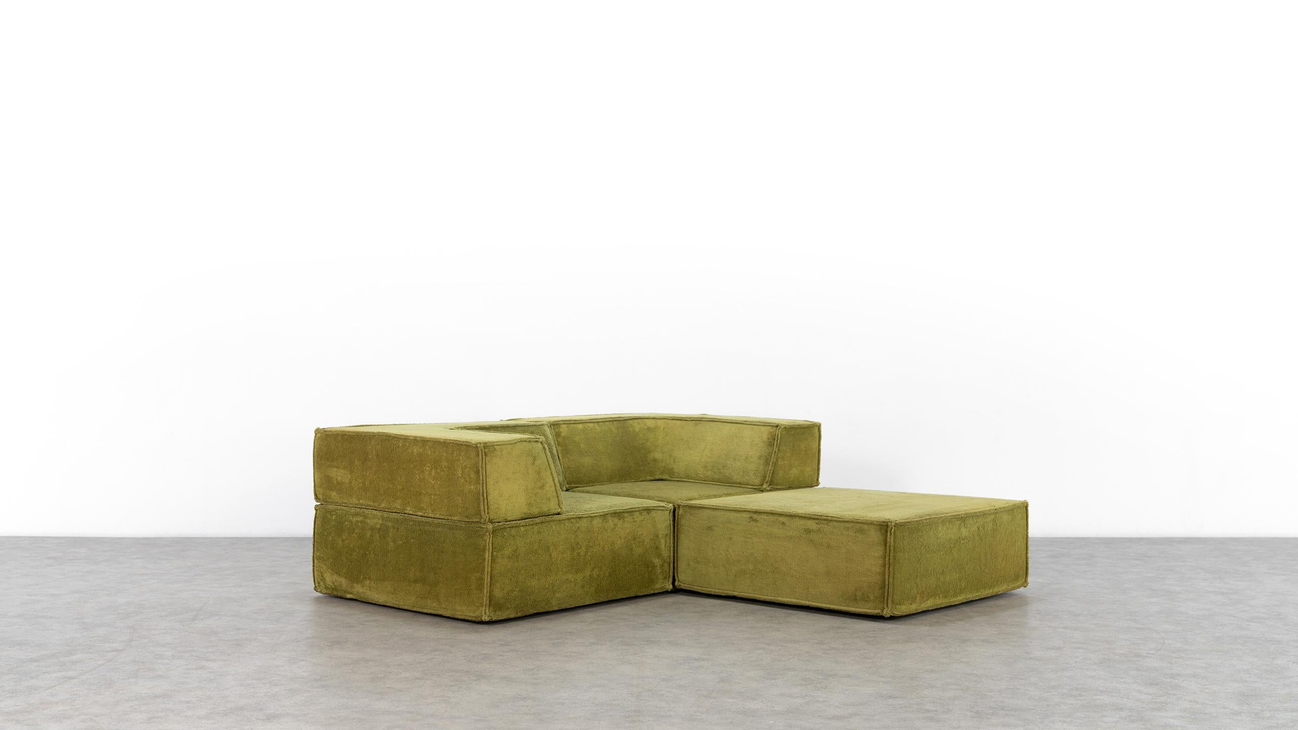 Late 20th Century COR Trio Modular Sofa, in Green Teddy, 1972 Design by Team Form AG