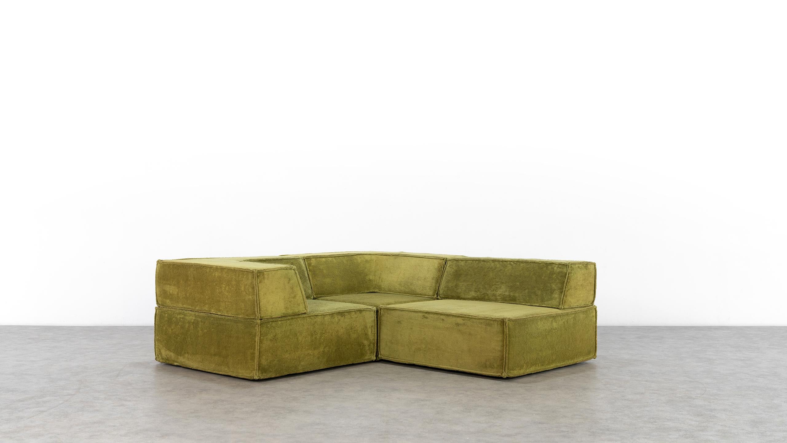 COR Trio Modular Sofa, in Green Teddy, 1972 Design by Team Form AG 1