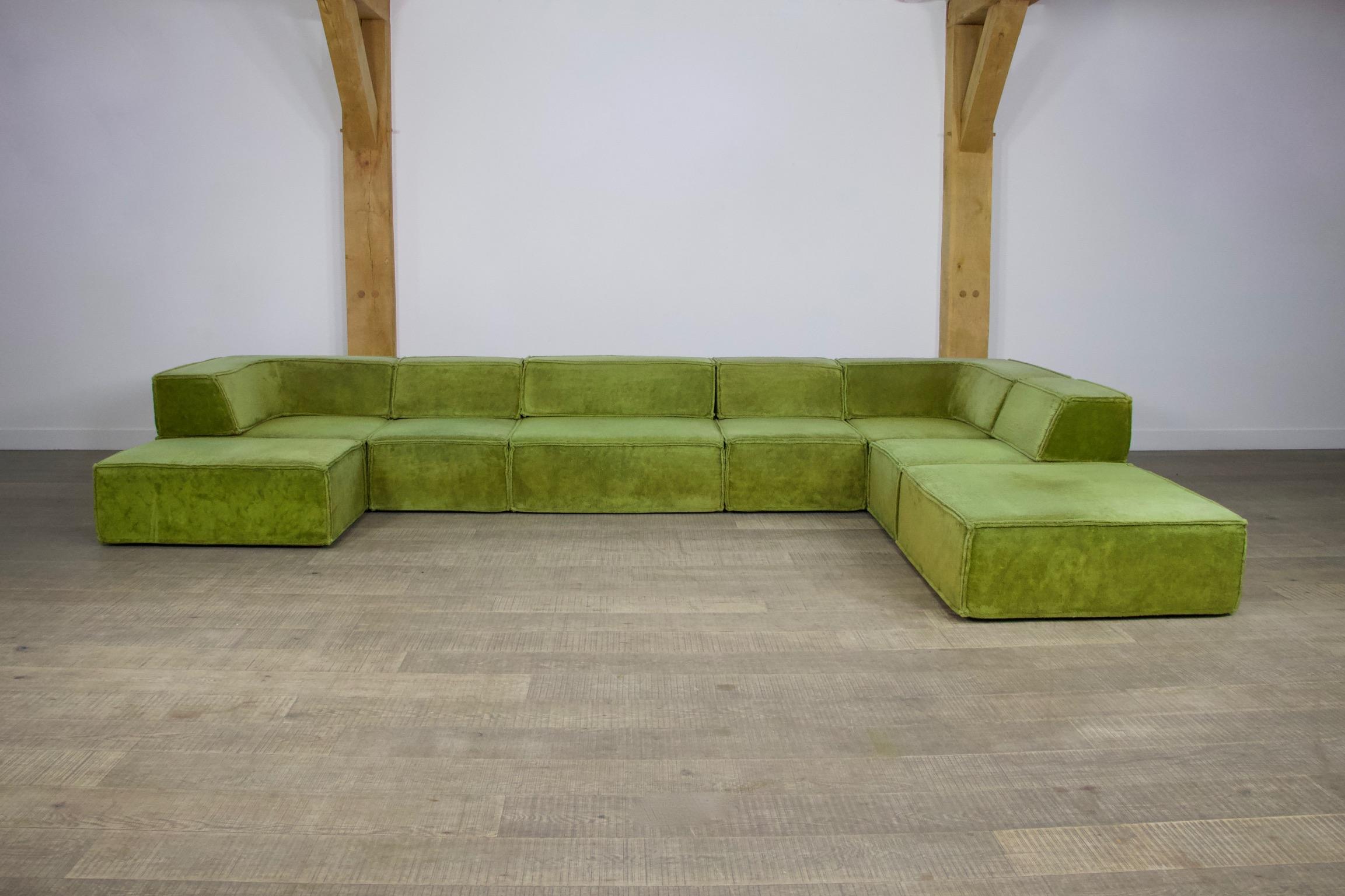 COR Trio modular sofa in green teddy by Team Form AG, 1970s In Good Condition In ABCOUDE, UT