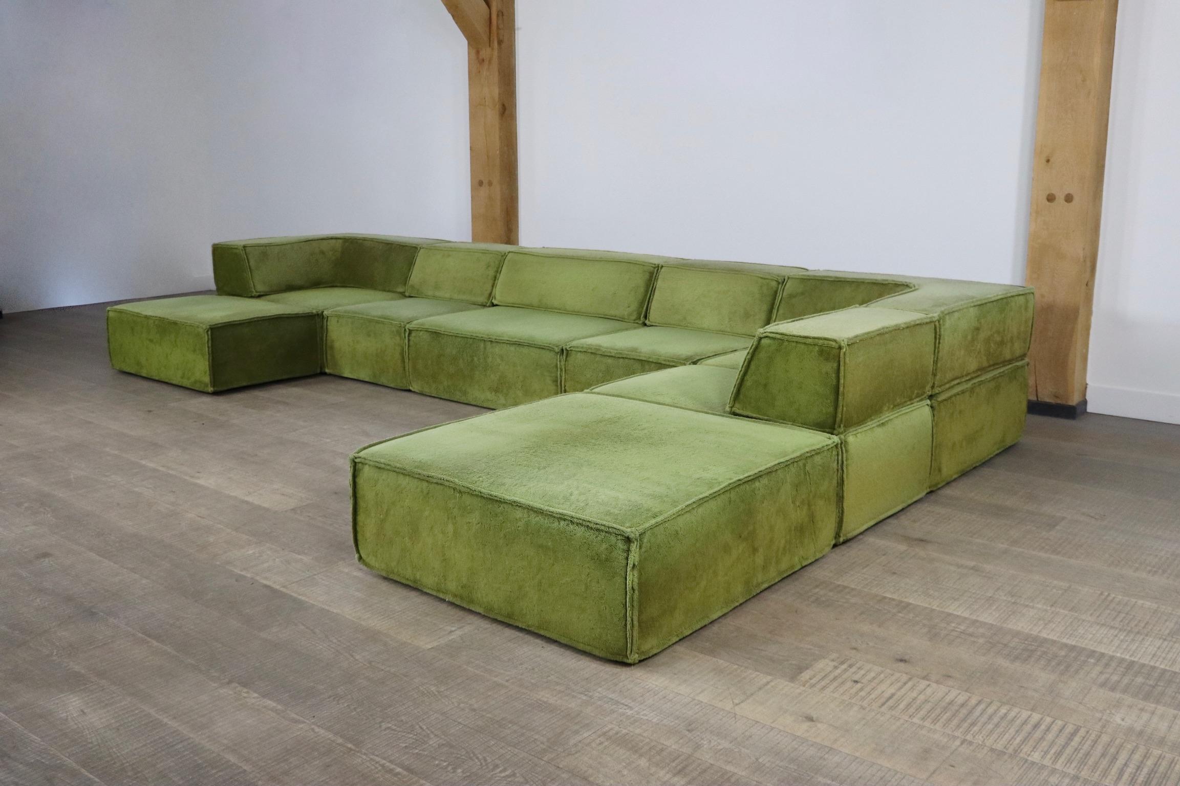 Mid-20th Century COR Trio modular sofa in green teddy by Team Form AG, 1970s